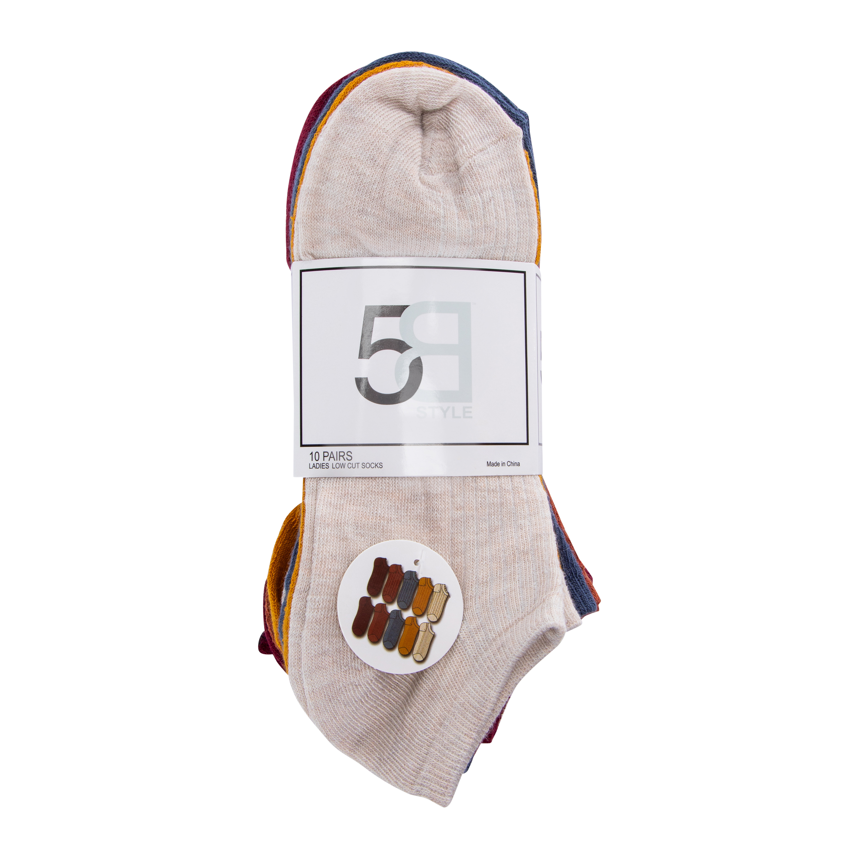 Ladies Assorted Textured Low-Cut Socks 10-Pack