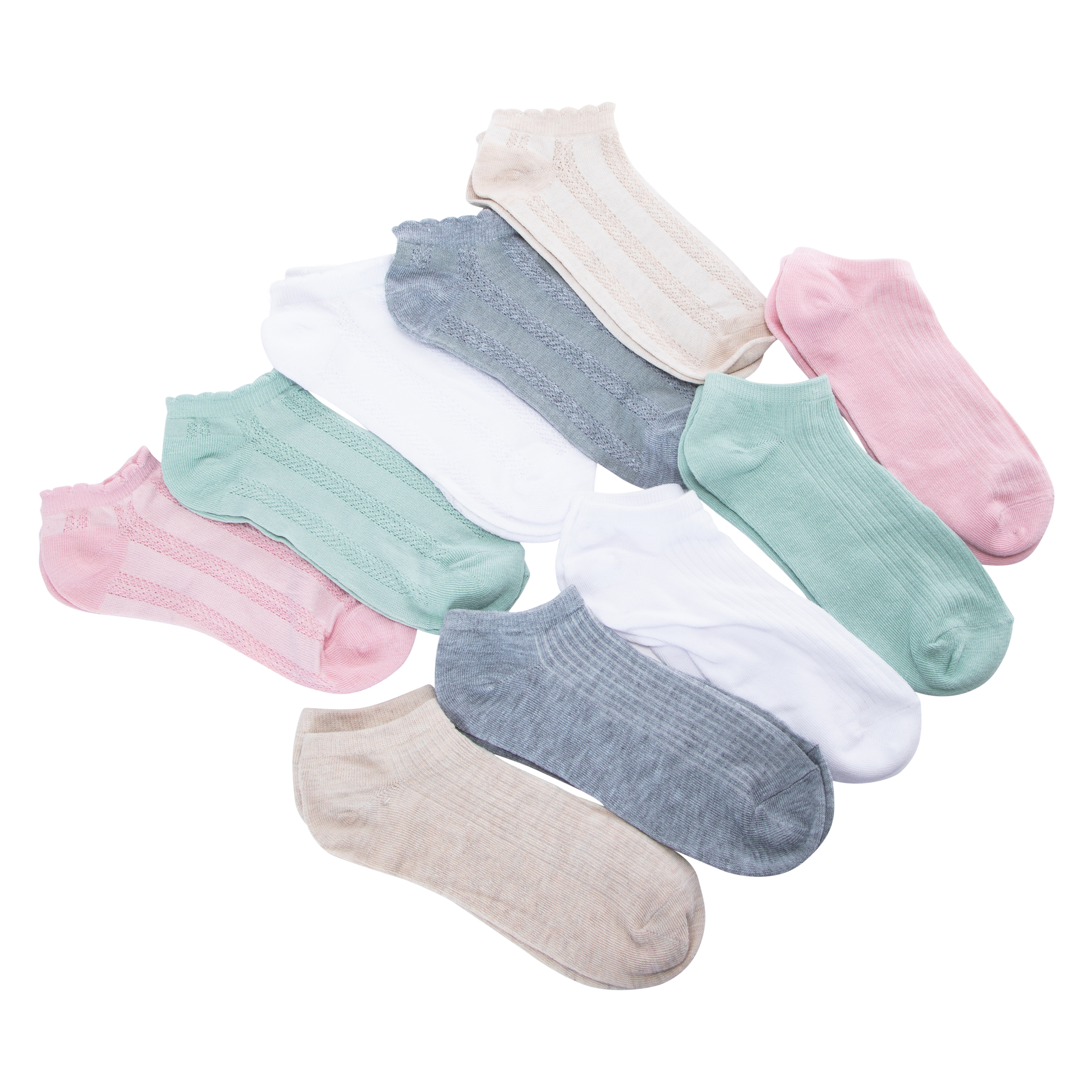 Ladies Assorted Ruffle-Trim Ankle Socks 10-Pack