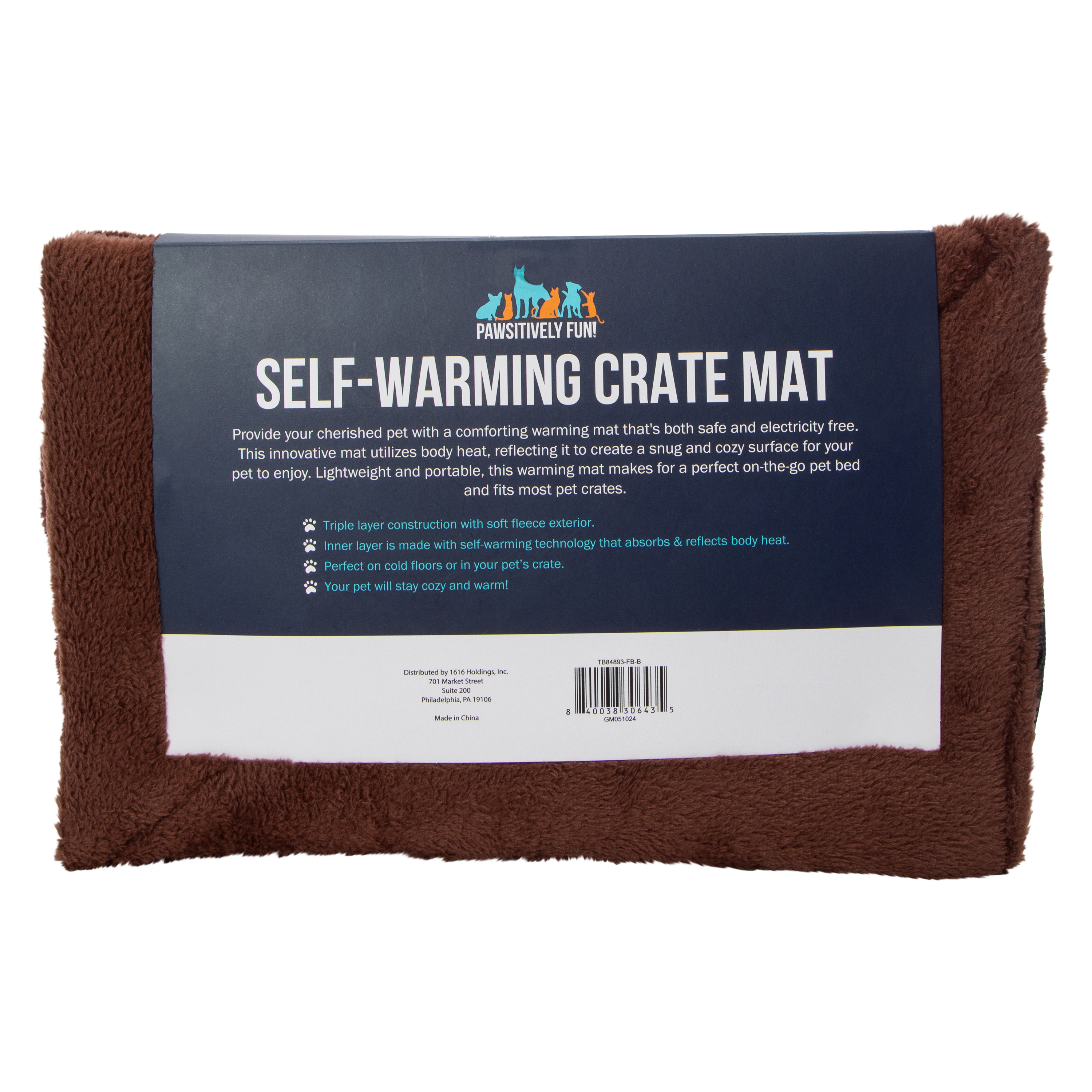 Self-Warming Pet Crate Mat 19.2in x 15.3in