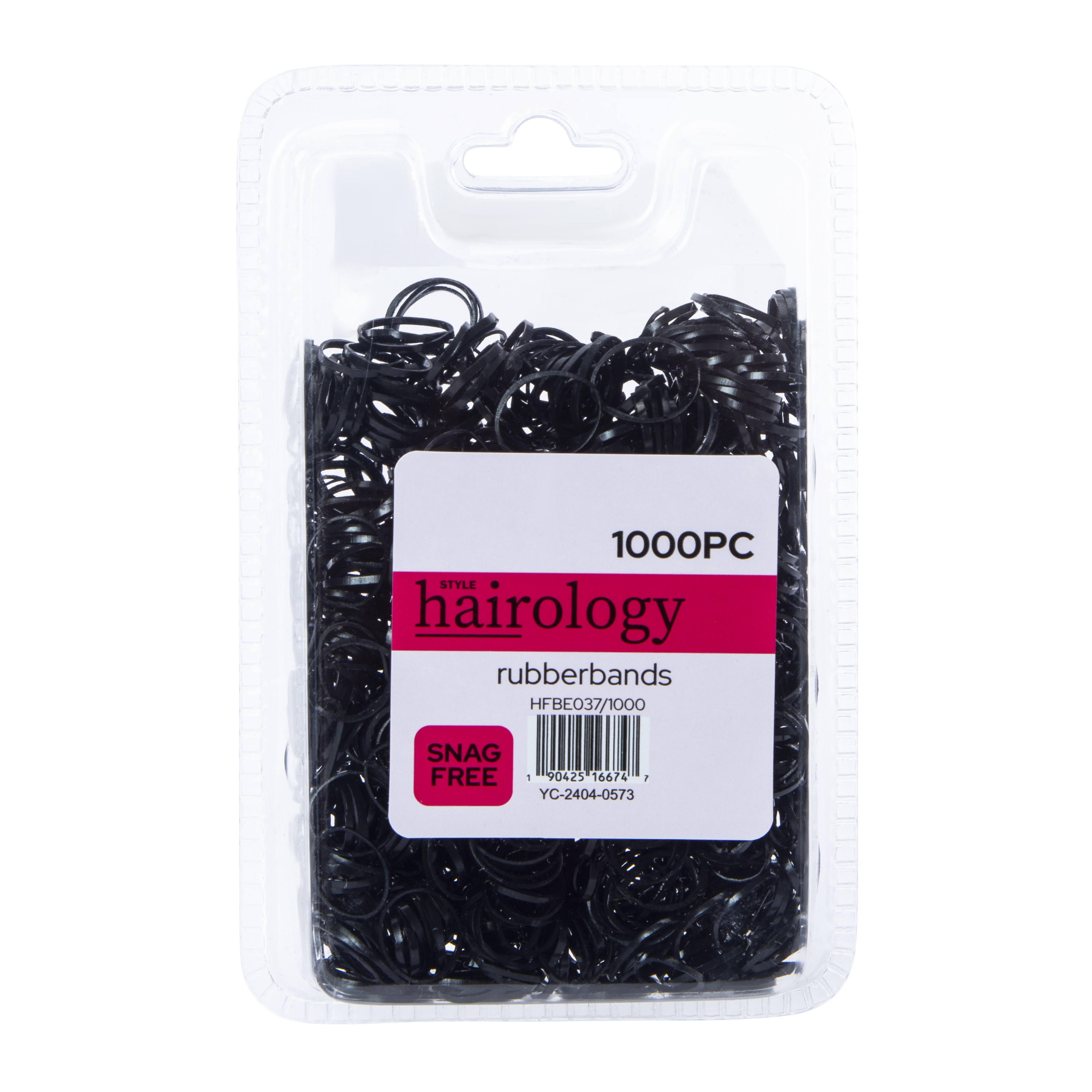 Snag-Free Black Rubber Bands 1000-Count