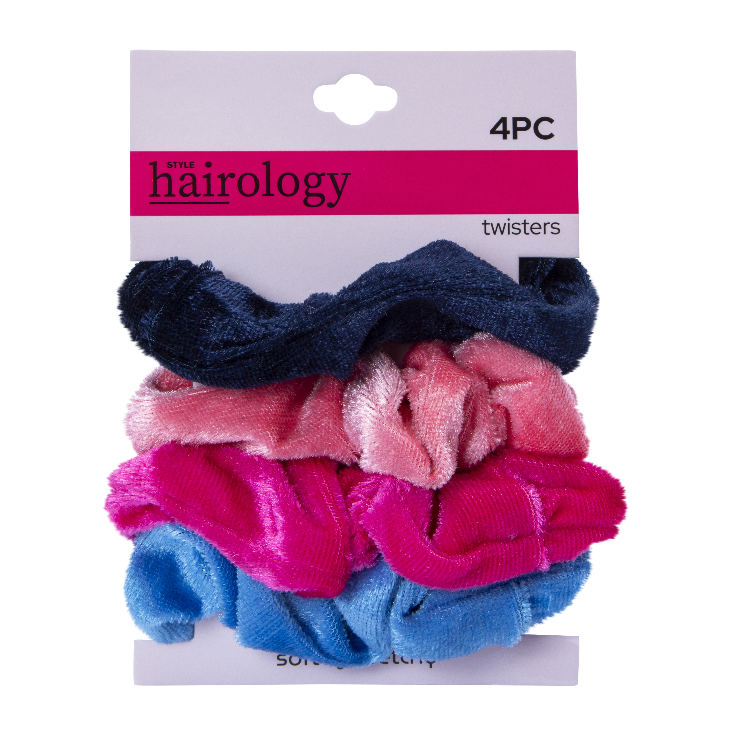 Assorted Velvet Twister Scrunchie Set 4-Count
