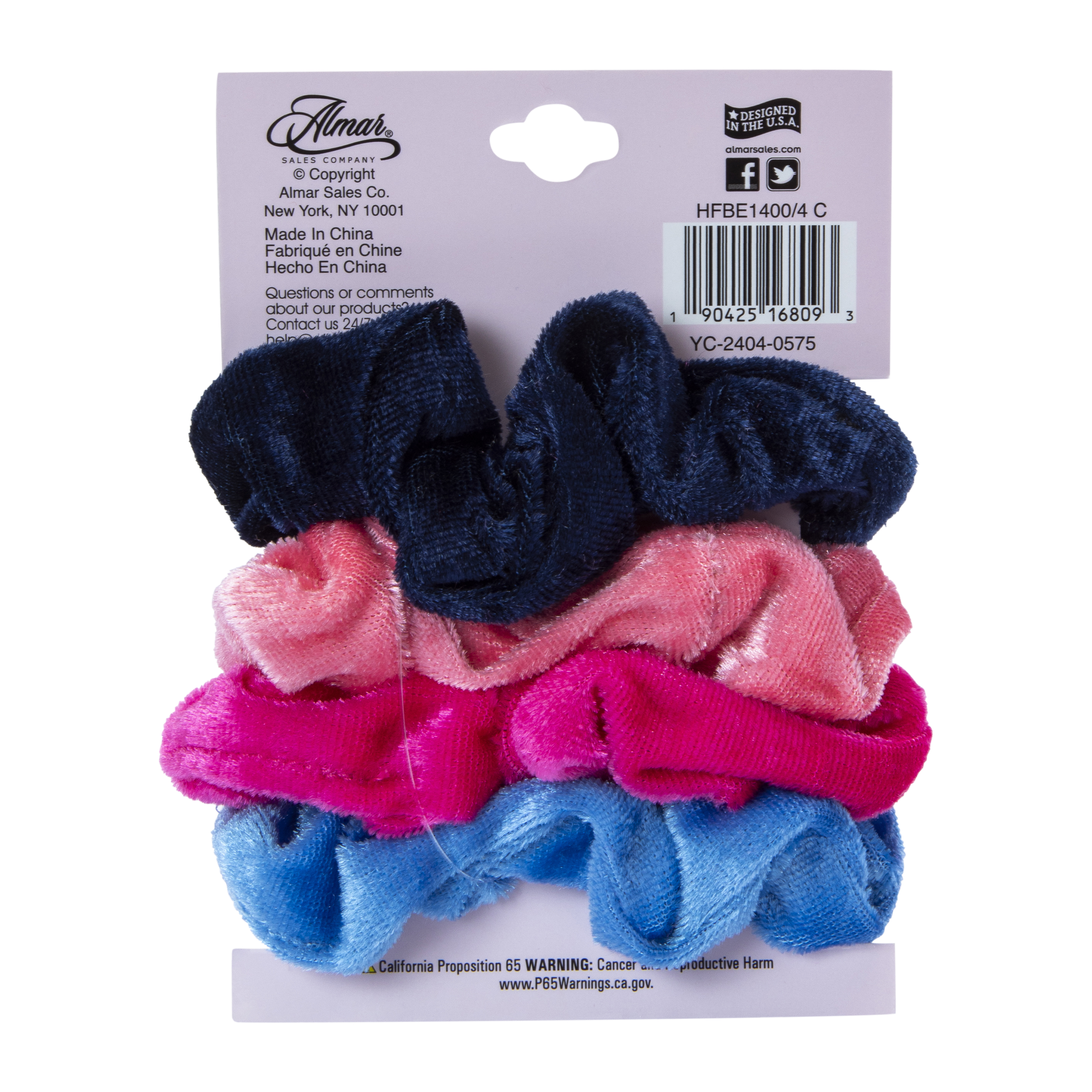 Assorted Velvet Twister Scrunchie Set 4-Count