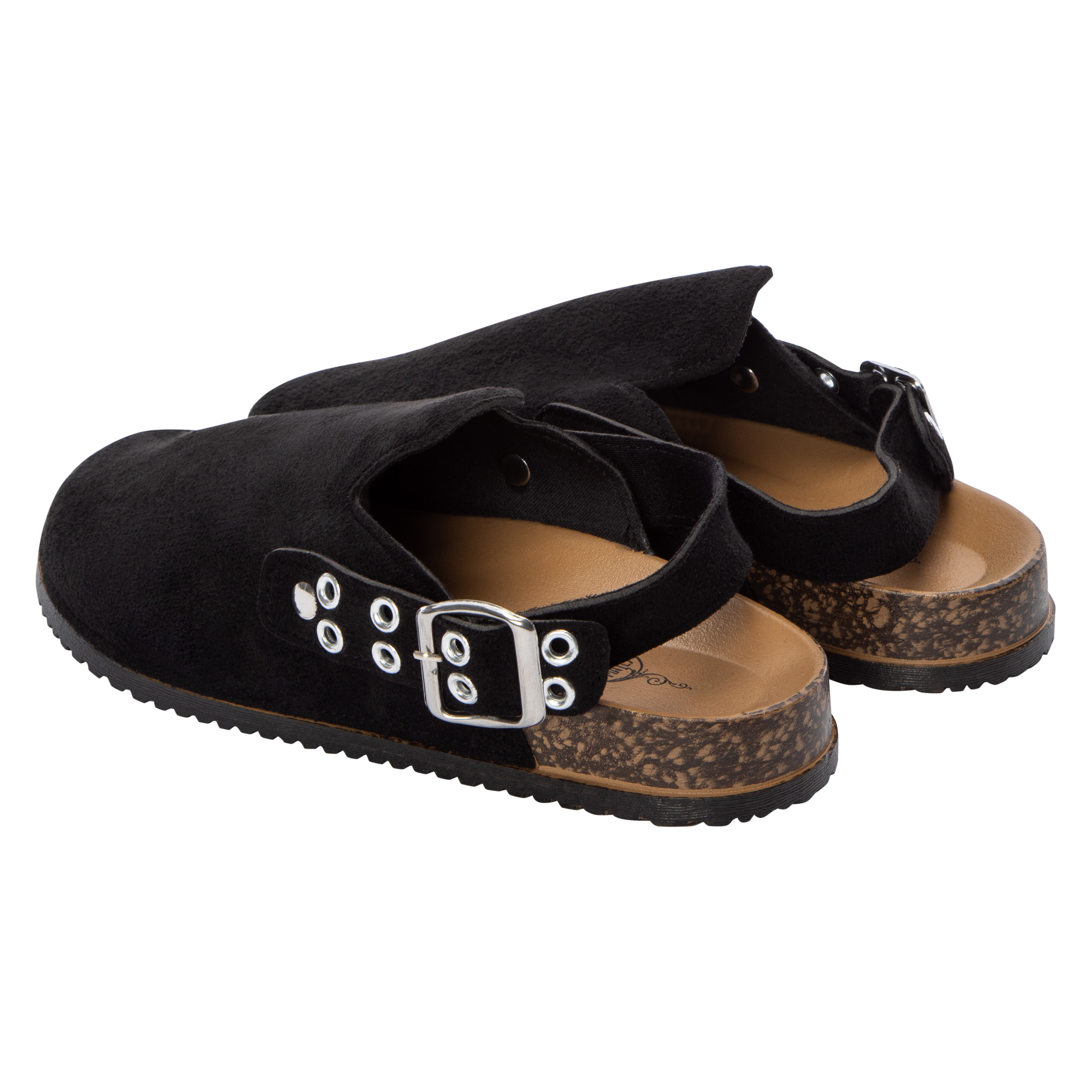 Ladies Suede Buckle-Strap Clogs