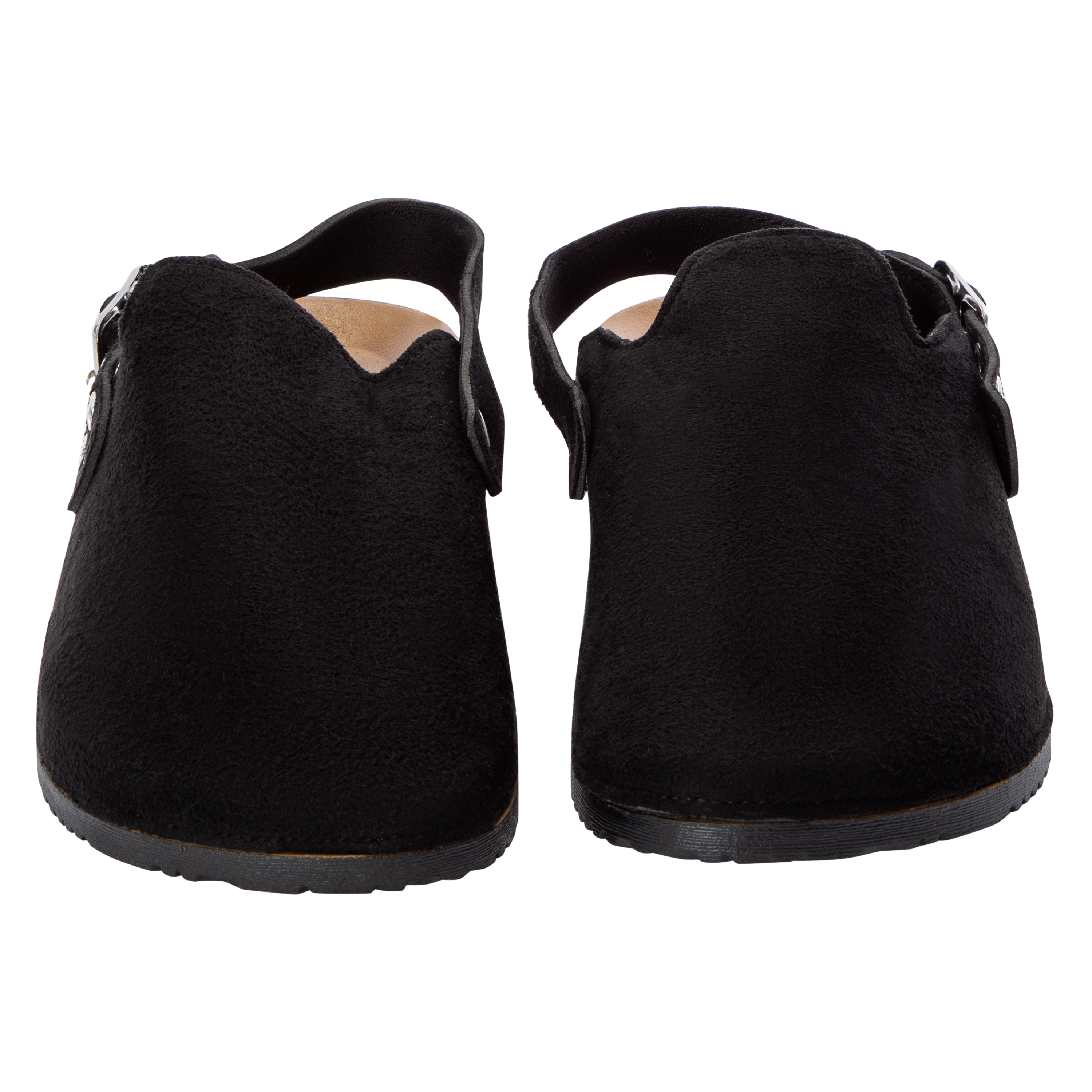 Ladies Suede Buckle-Strap Clogs