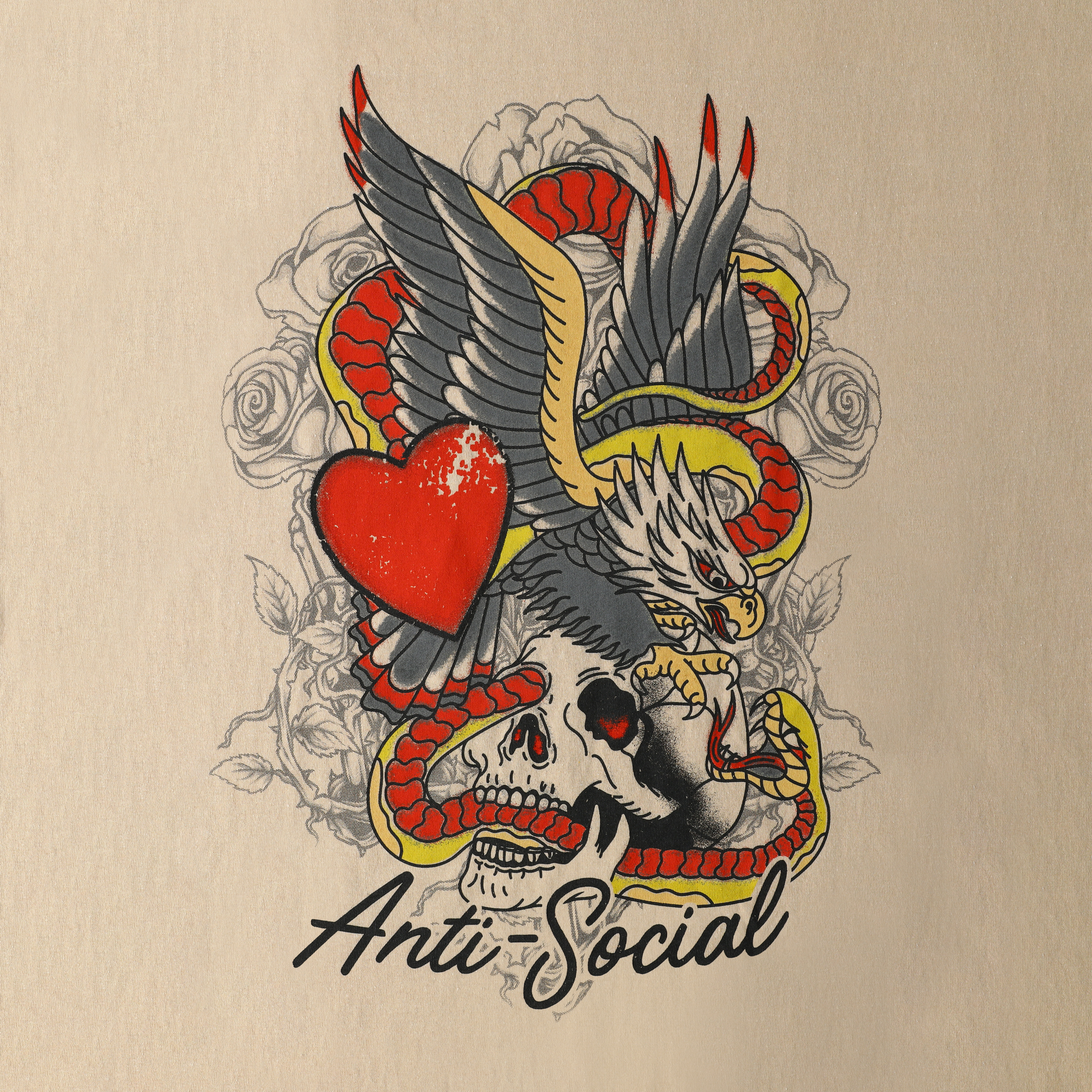 'Anti-Social' Heart & Skull Graphic Tee