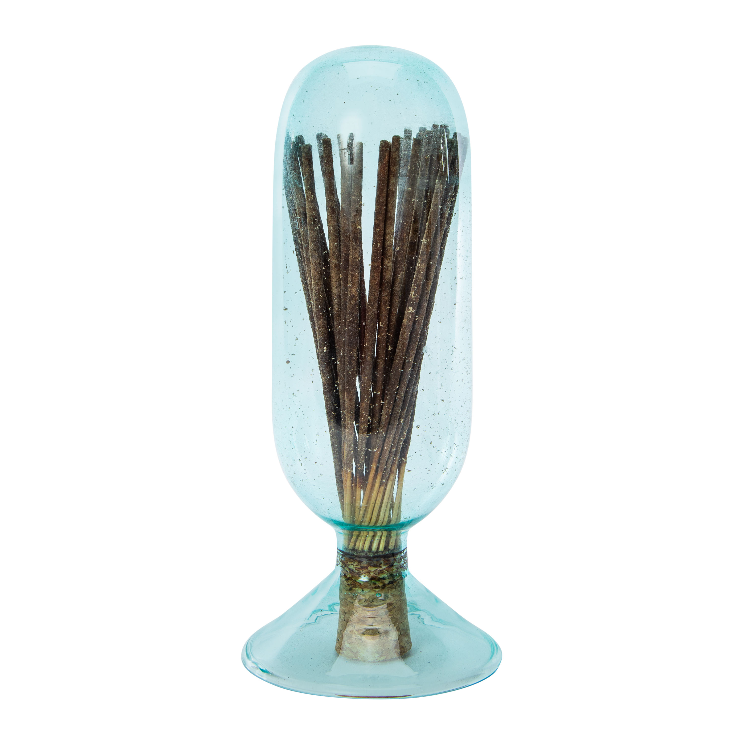 Colored Glass Cloche with Incense Sticks