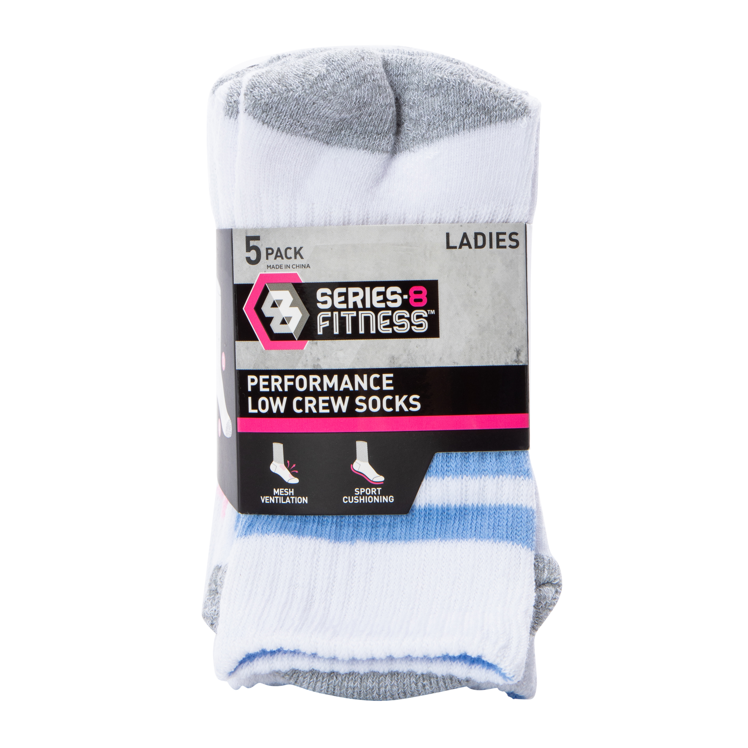 Series-8 Fitness™ Ladies Performance Low Crew Socks 5-Pack