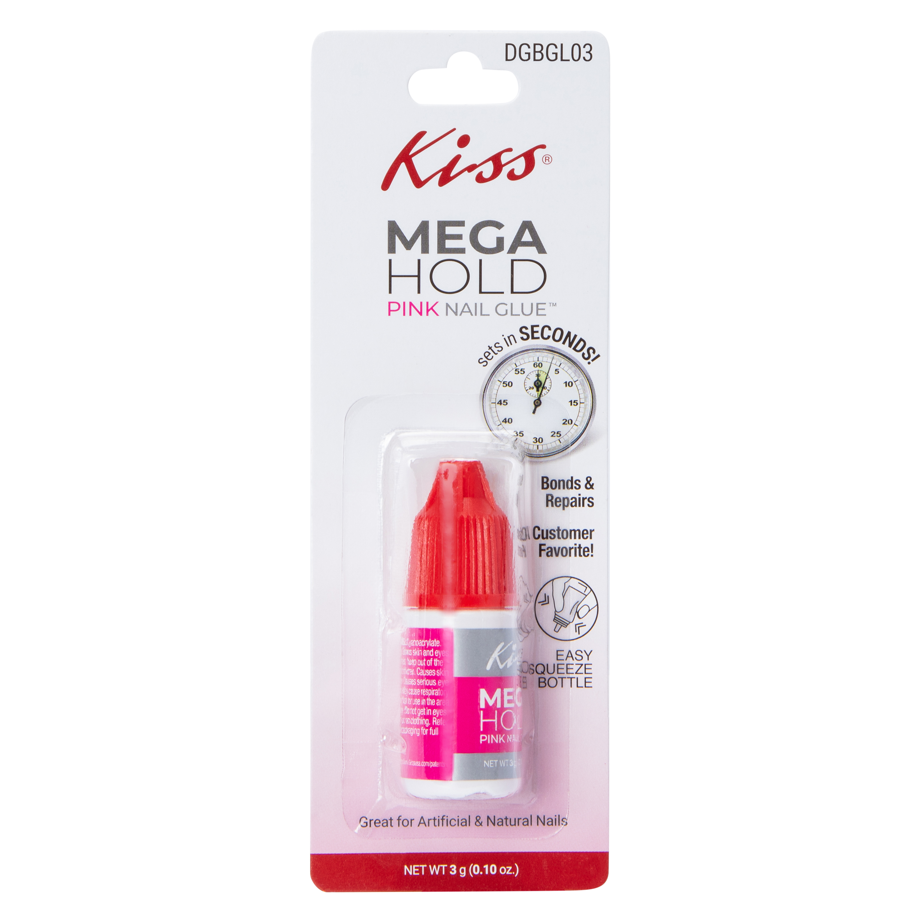 Kiss® Mega Hold Pink Nail Glue 0.10oz