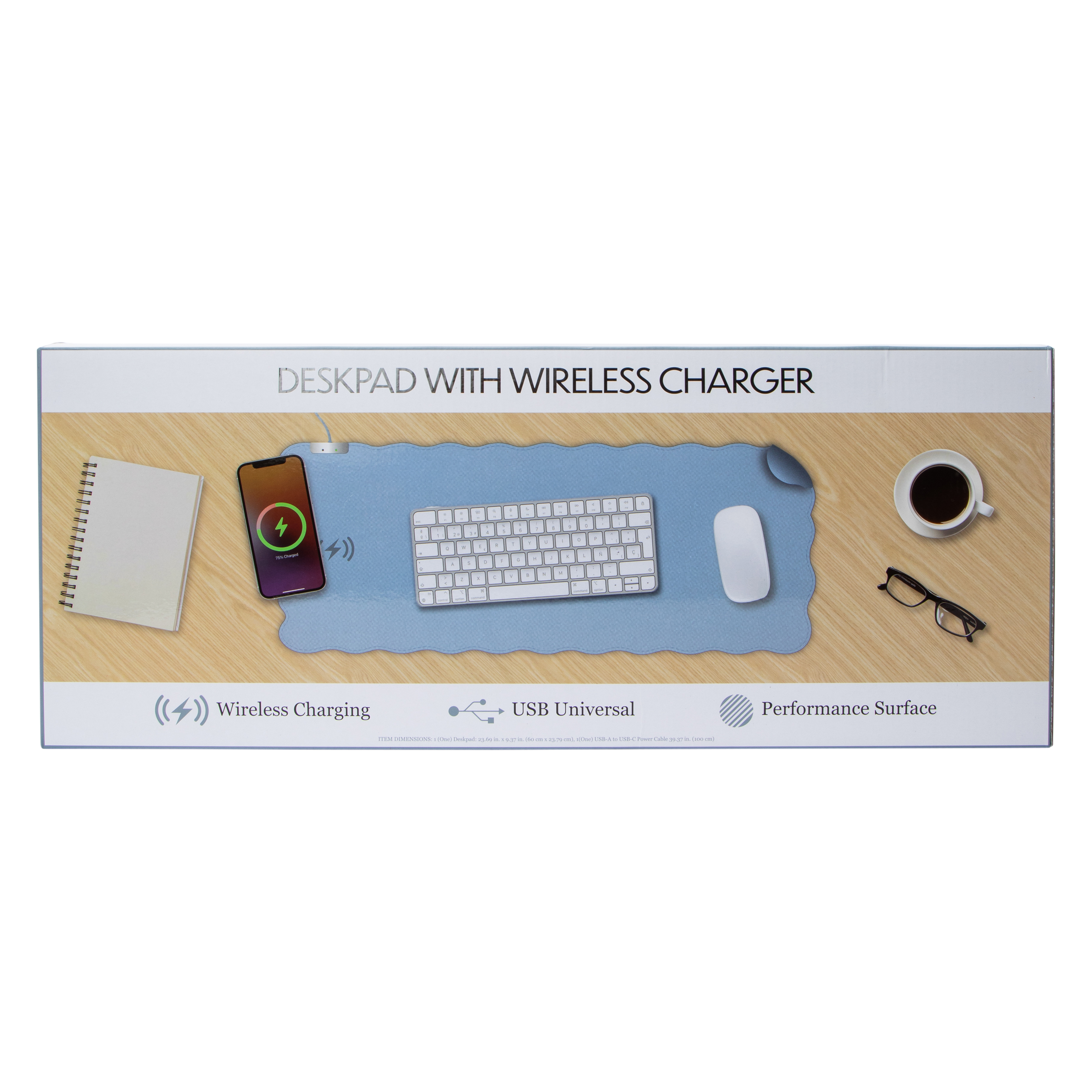 Deskpad With Wireless Charger 23.69in x 9.37in