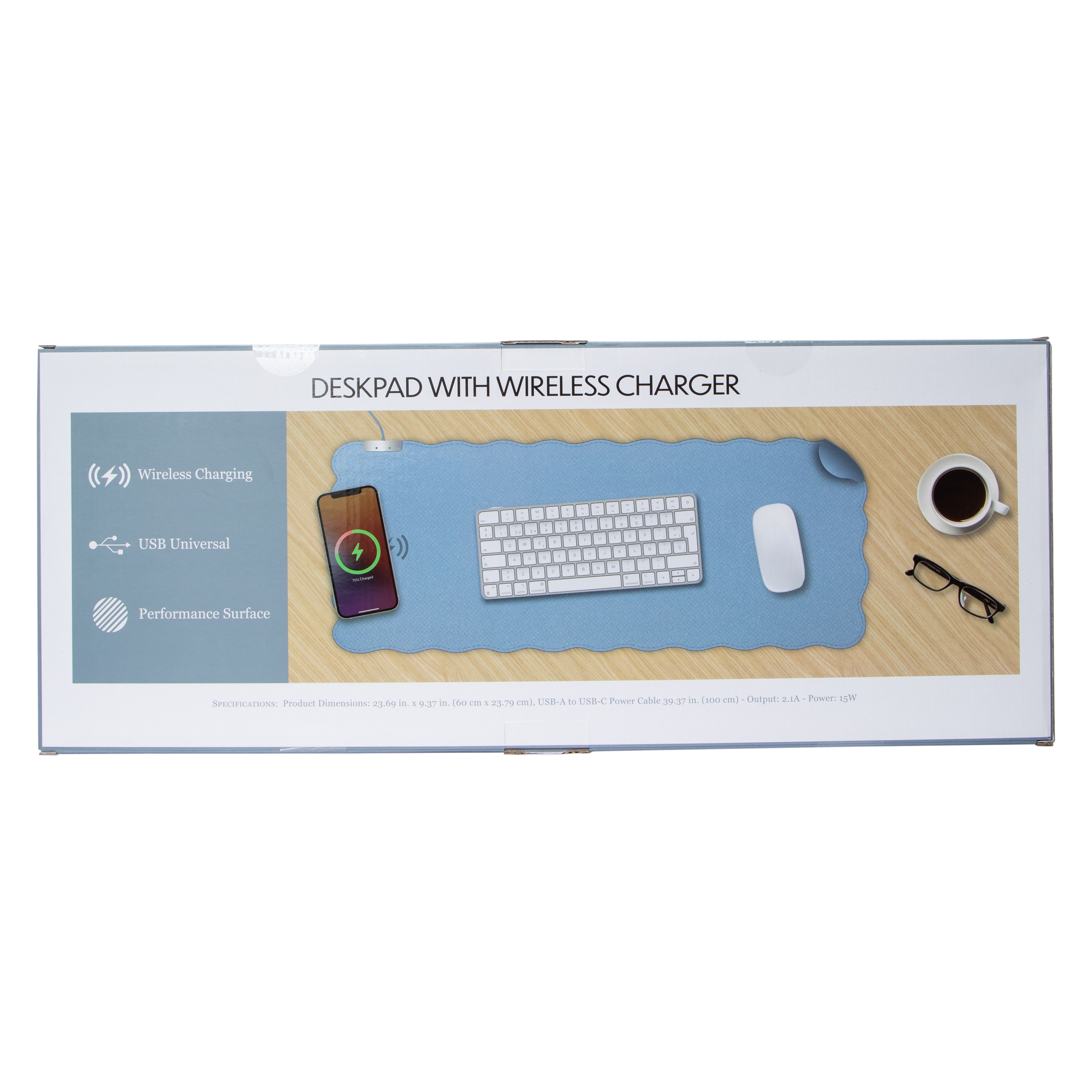 Deskpad With Wireless Charger 23.69in x 9.37in