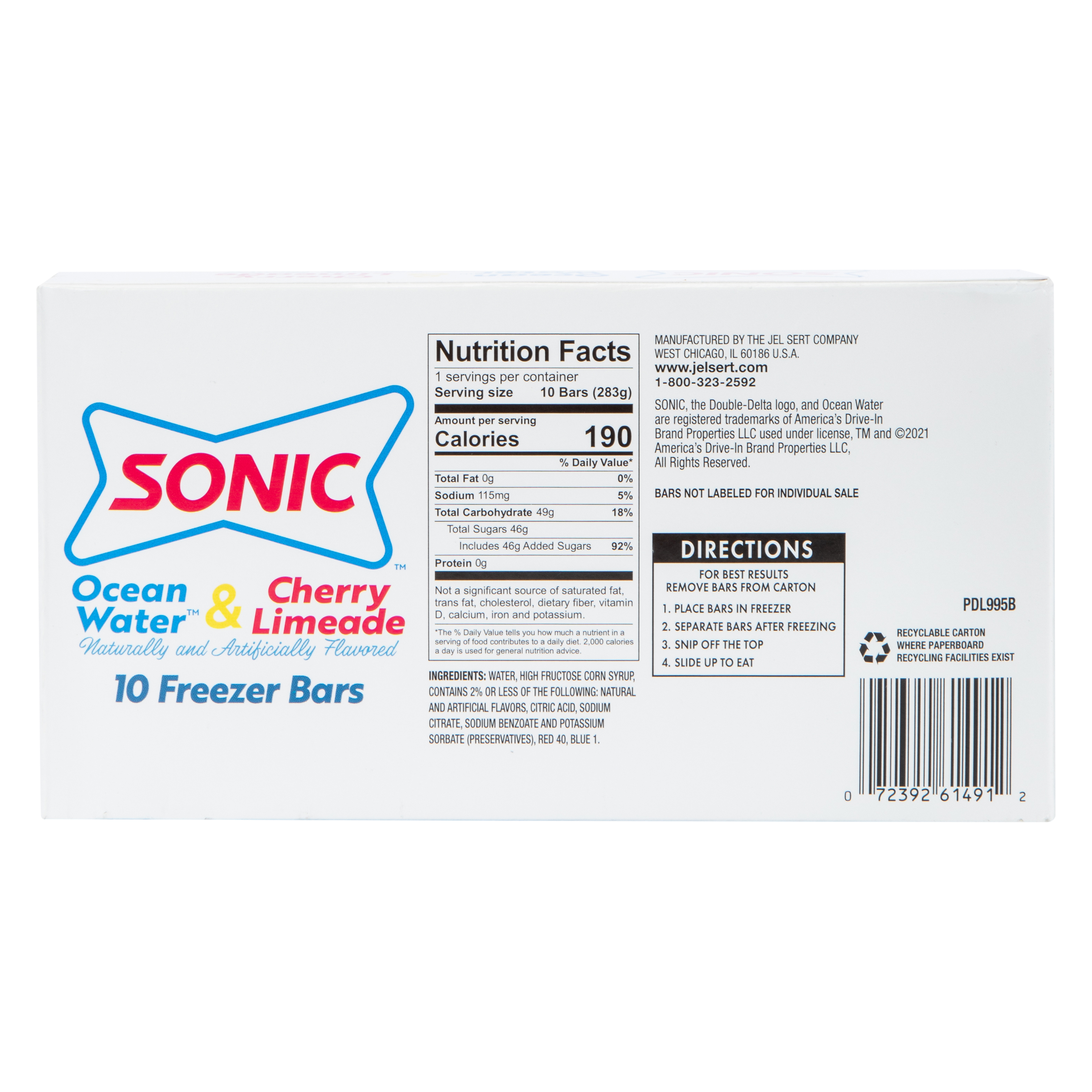 Sonic Freezer Bars 10-Count