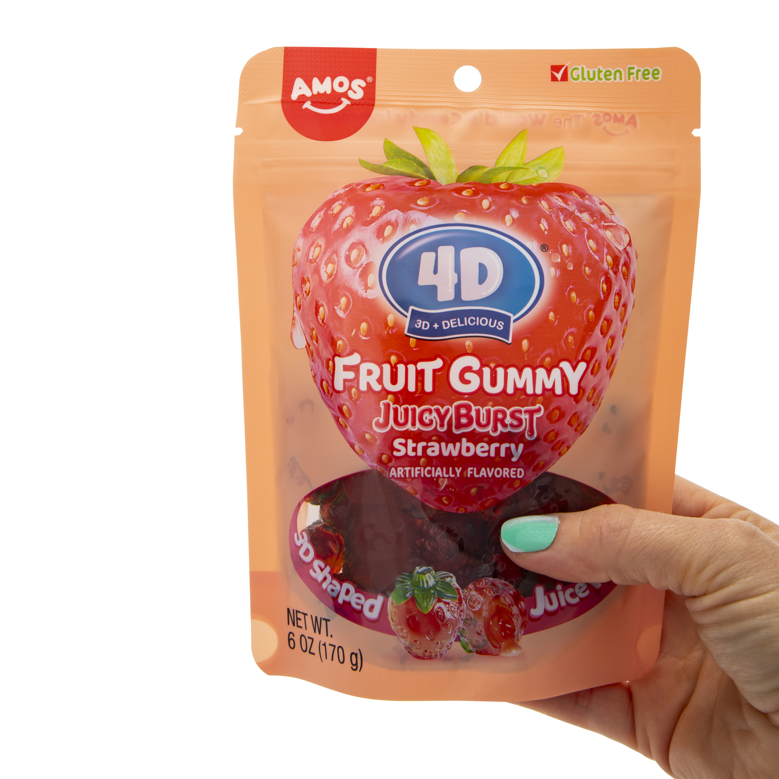 Amos® 4D Fruit Gummy JuicyBurst Candy 6oz - Strawberry