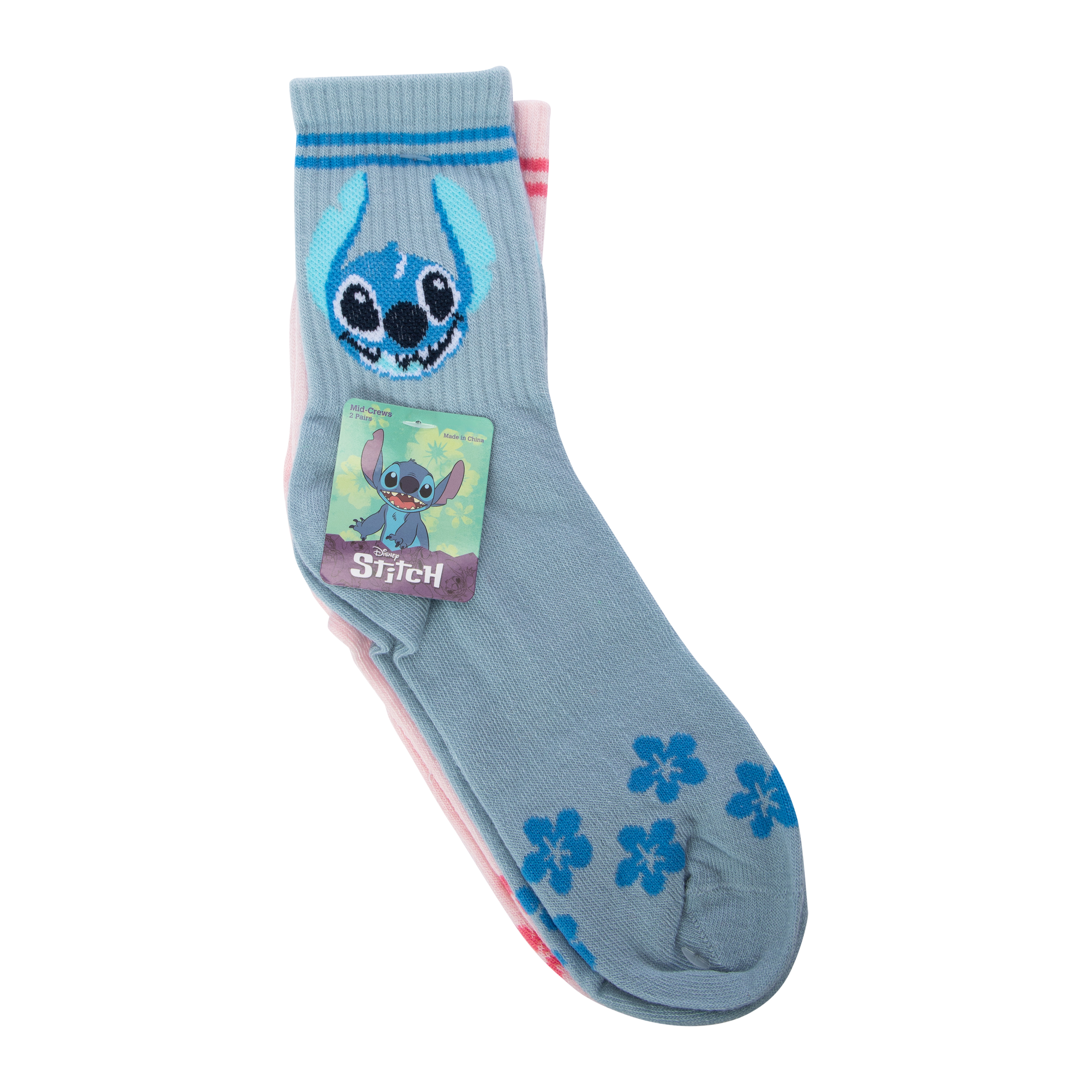 Disney Stitch Ladies Mid-Crew Socks 2-Pack