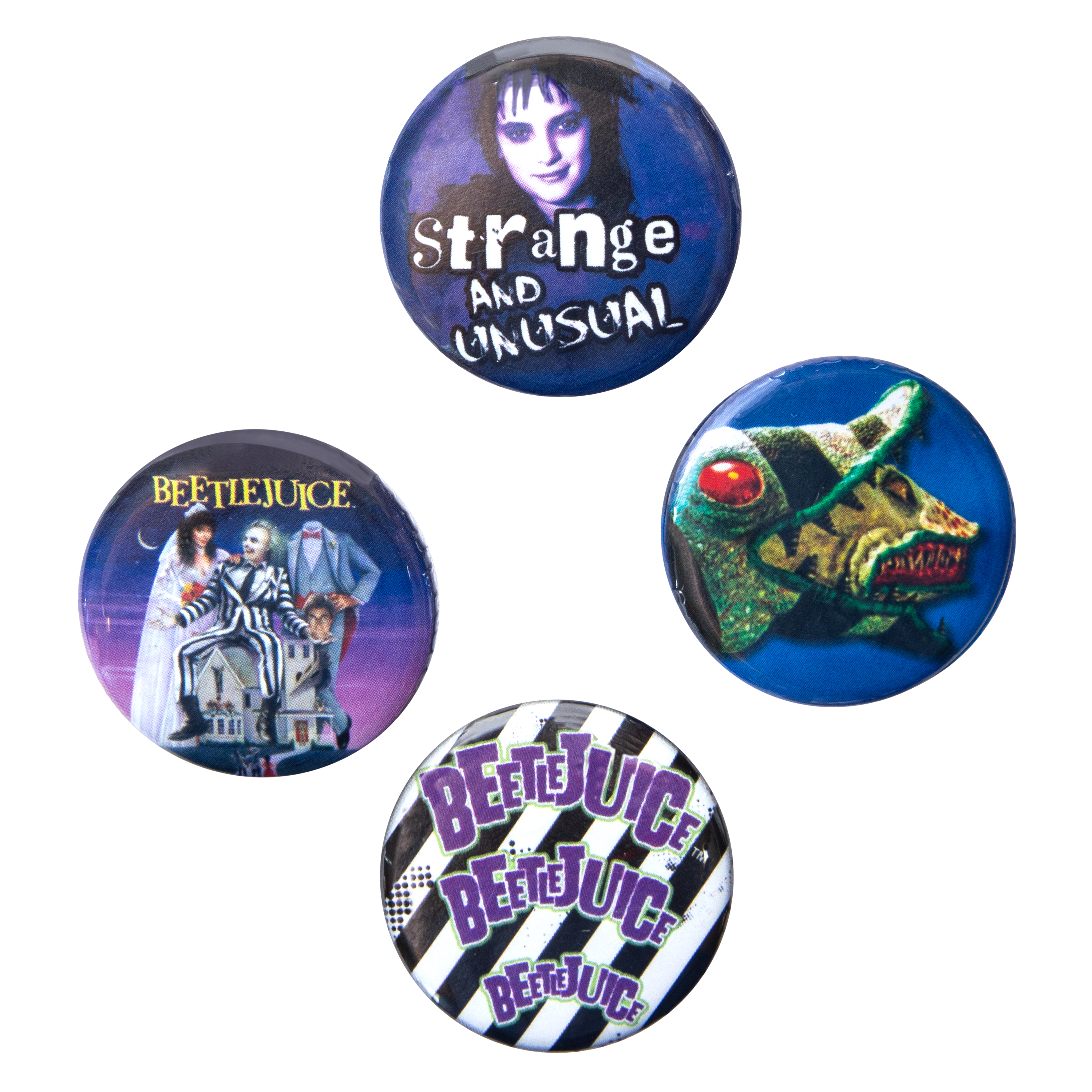 Halloween Character Button Pins 4-Count