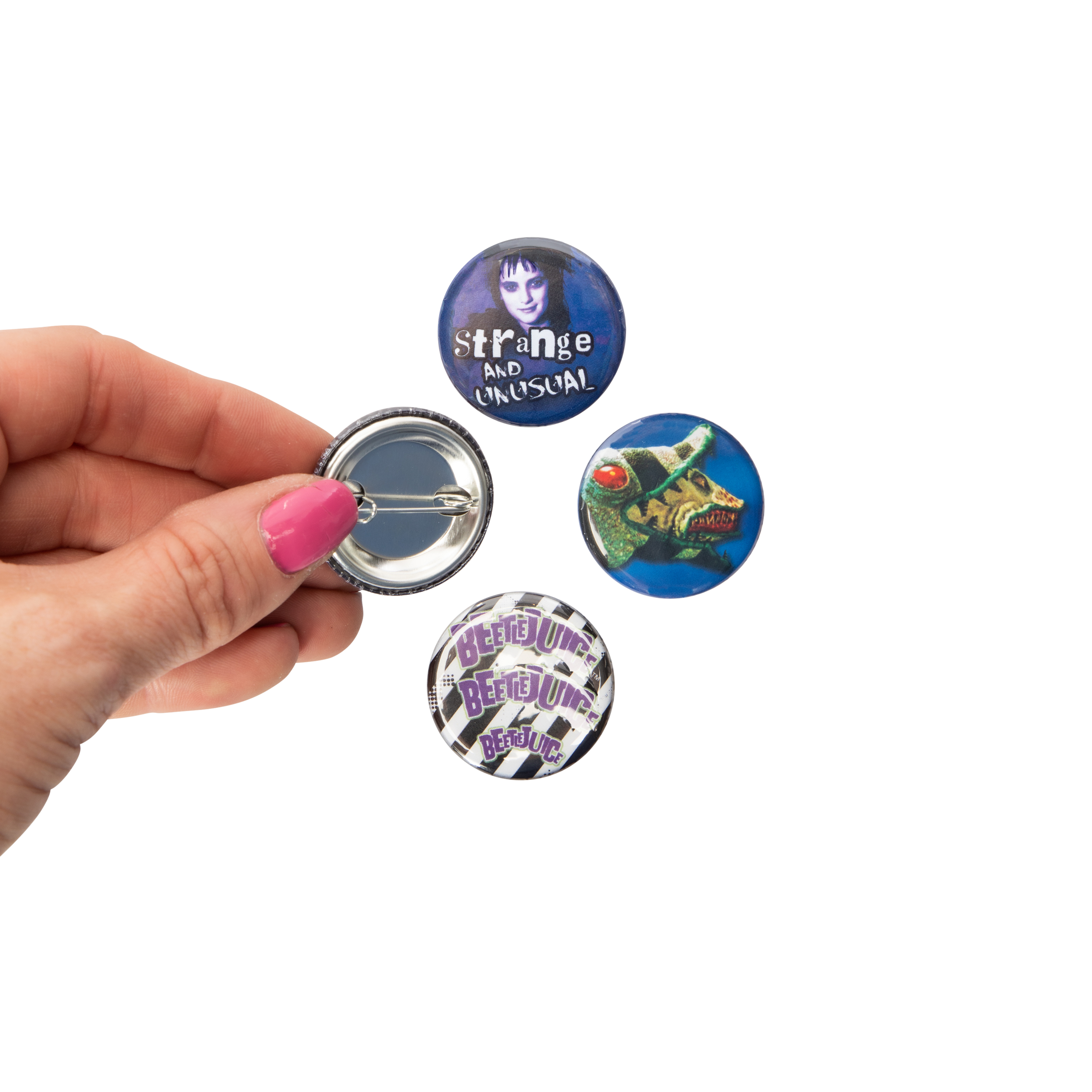 Halloween Character Button Pins 4-Count