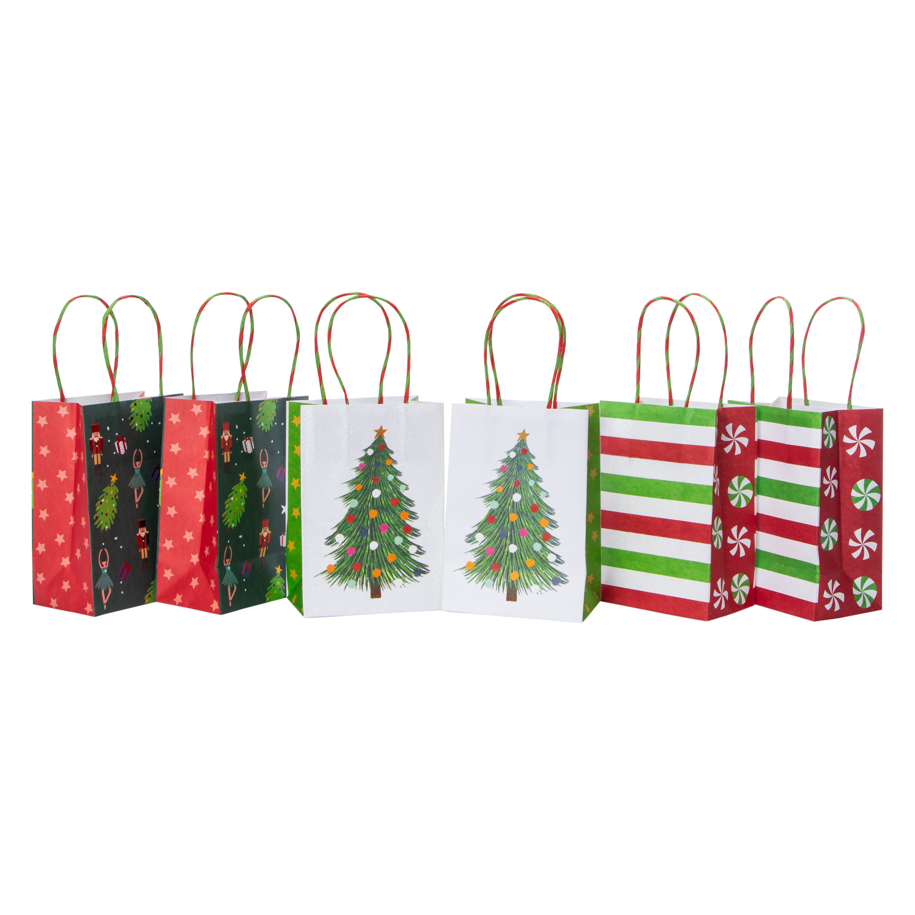 Small Christmas Kraft Bags 6-Count