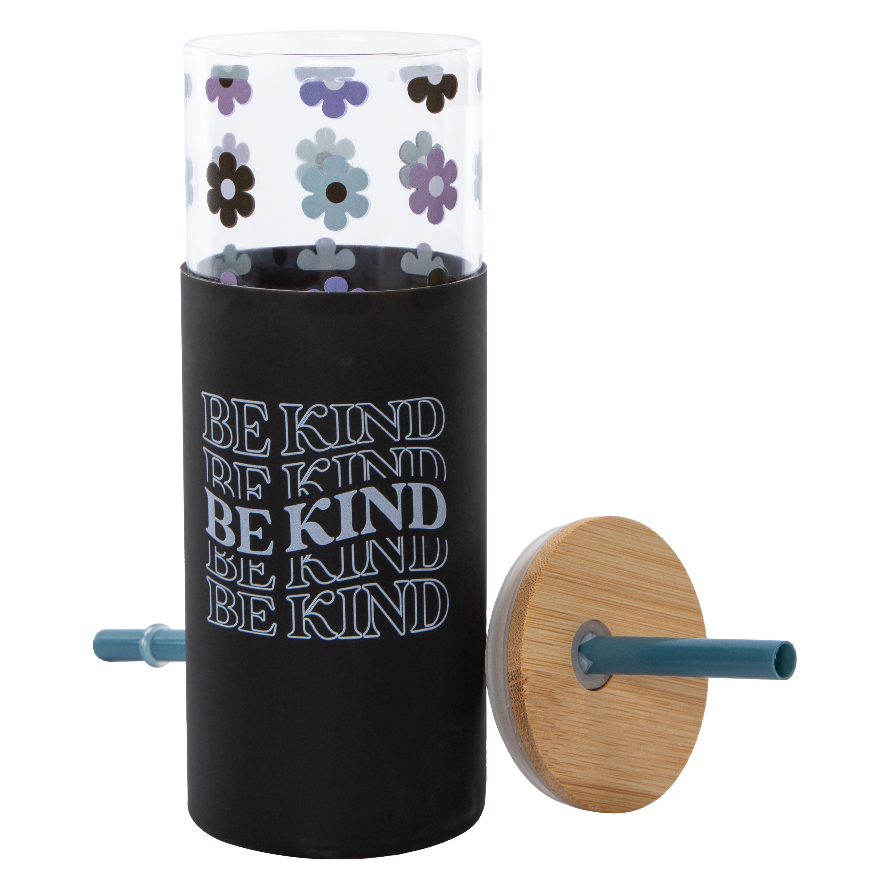 Silicone Glass Tumbler With Bamboo Lid 20oz