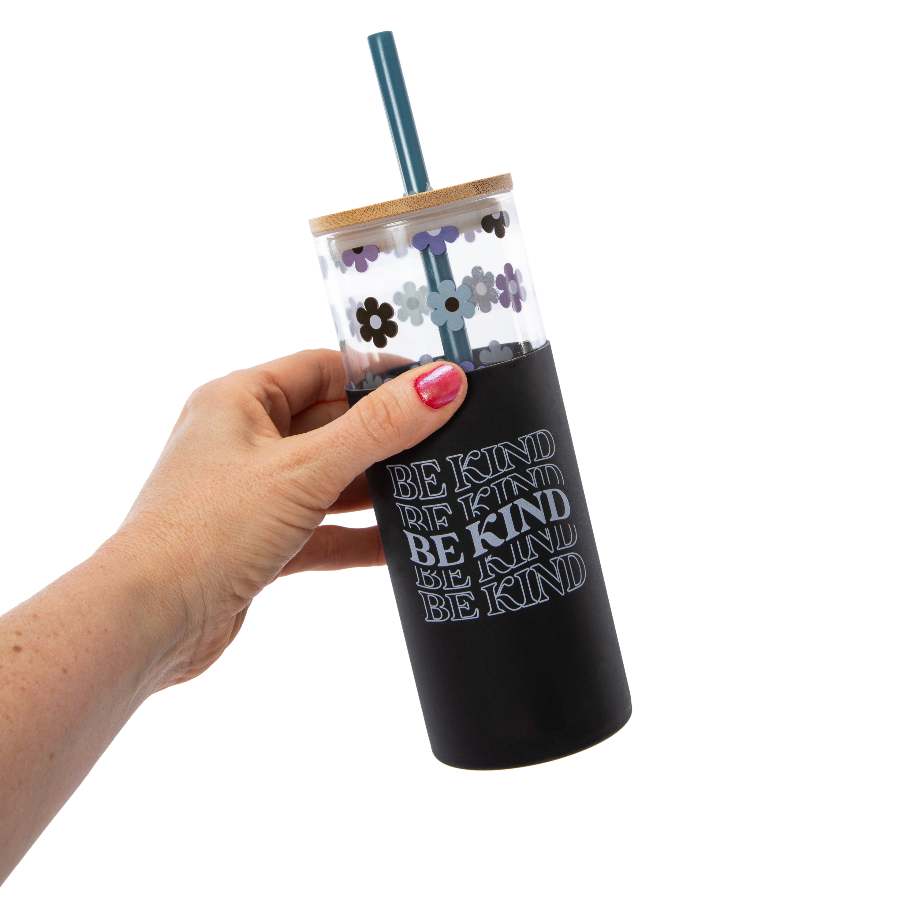 Silicone Glass Tumbler With Bamboo Lid 20oz