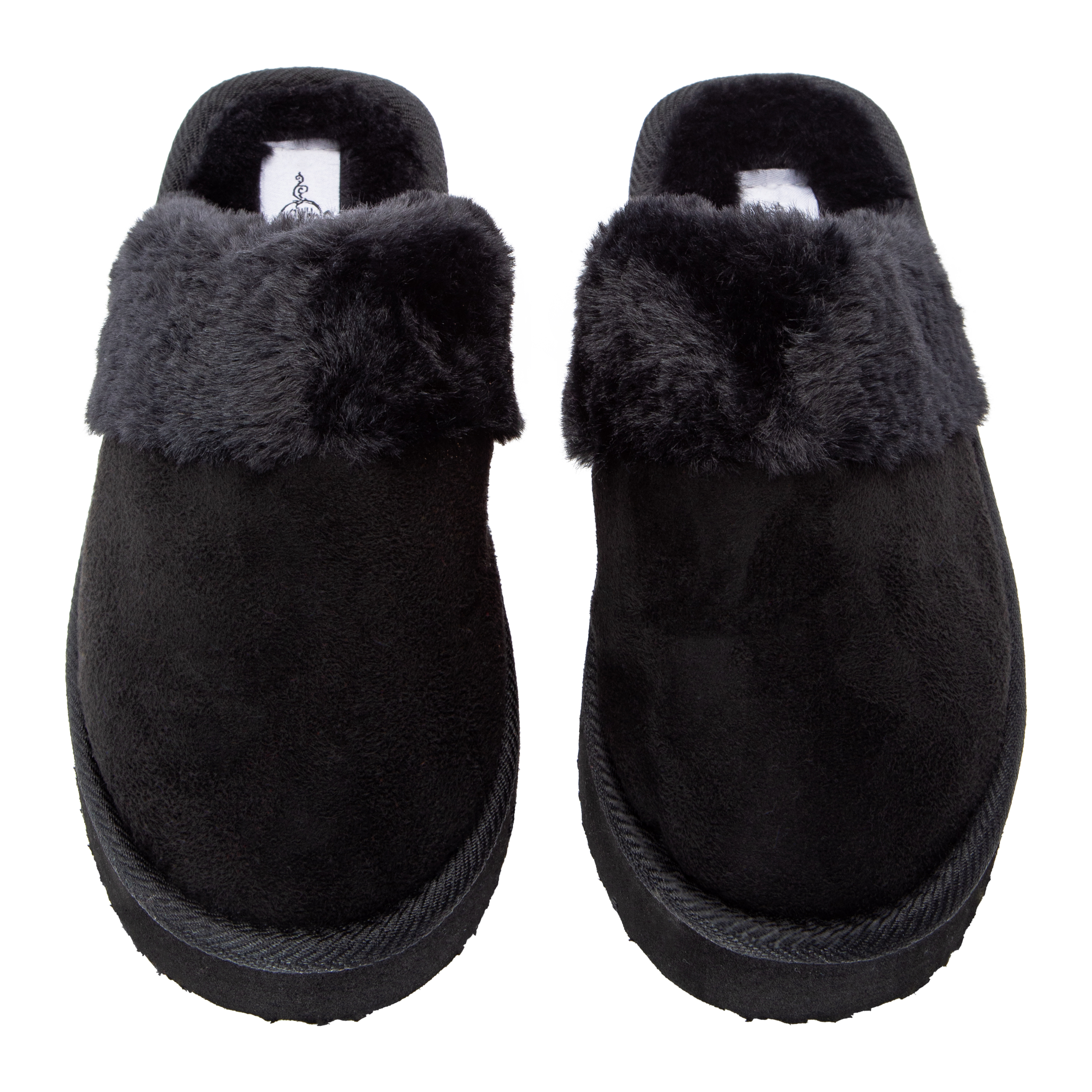 Ladies Fur-Lined Platform Mule Slippers