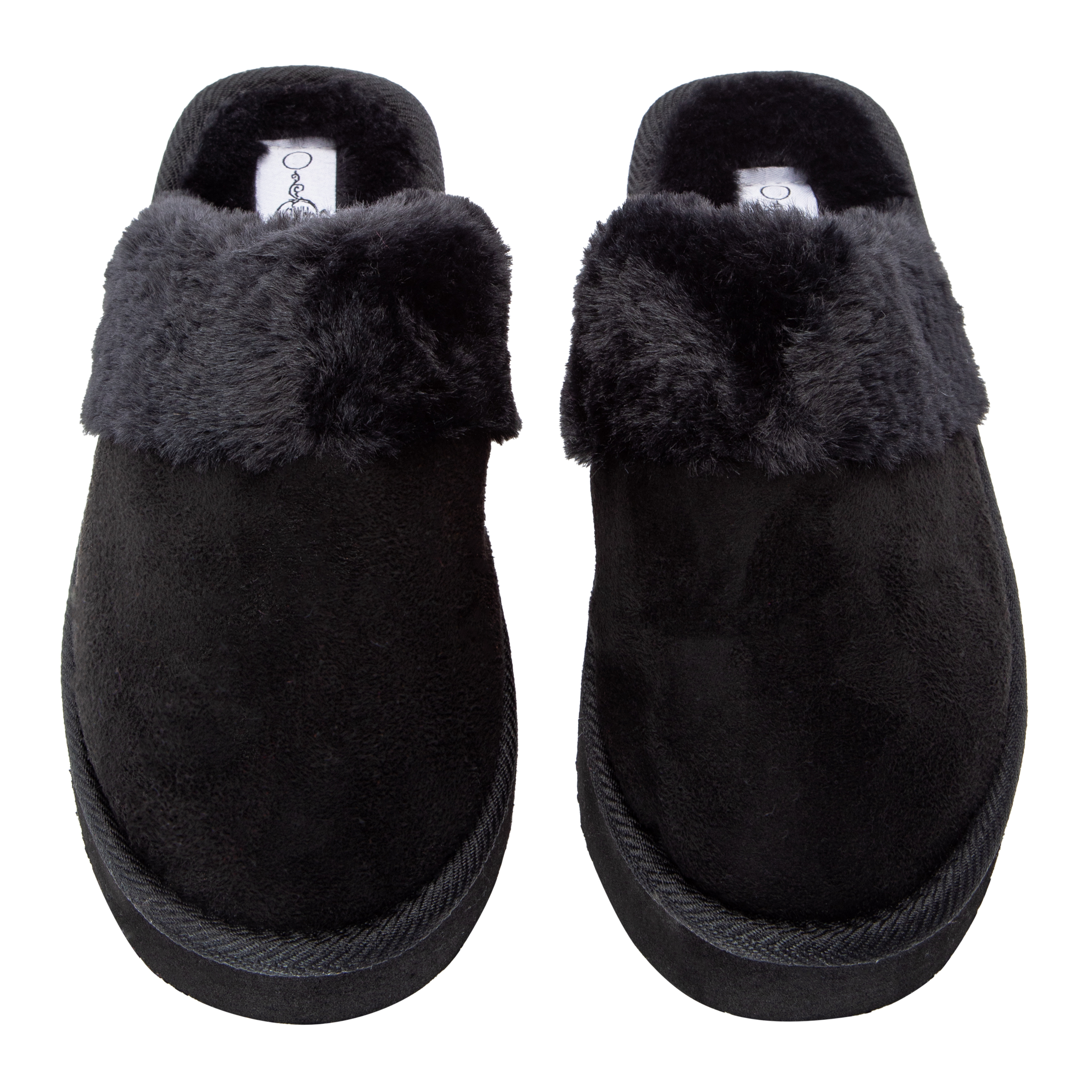 Ladies Fur-Lined Platform Mule Slippers