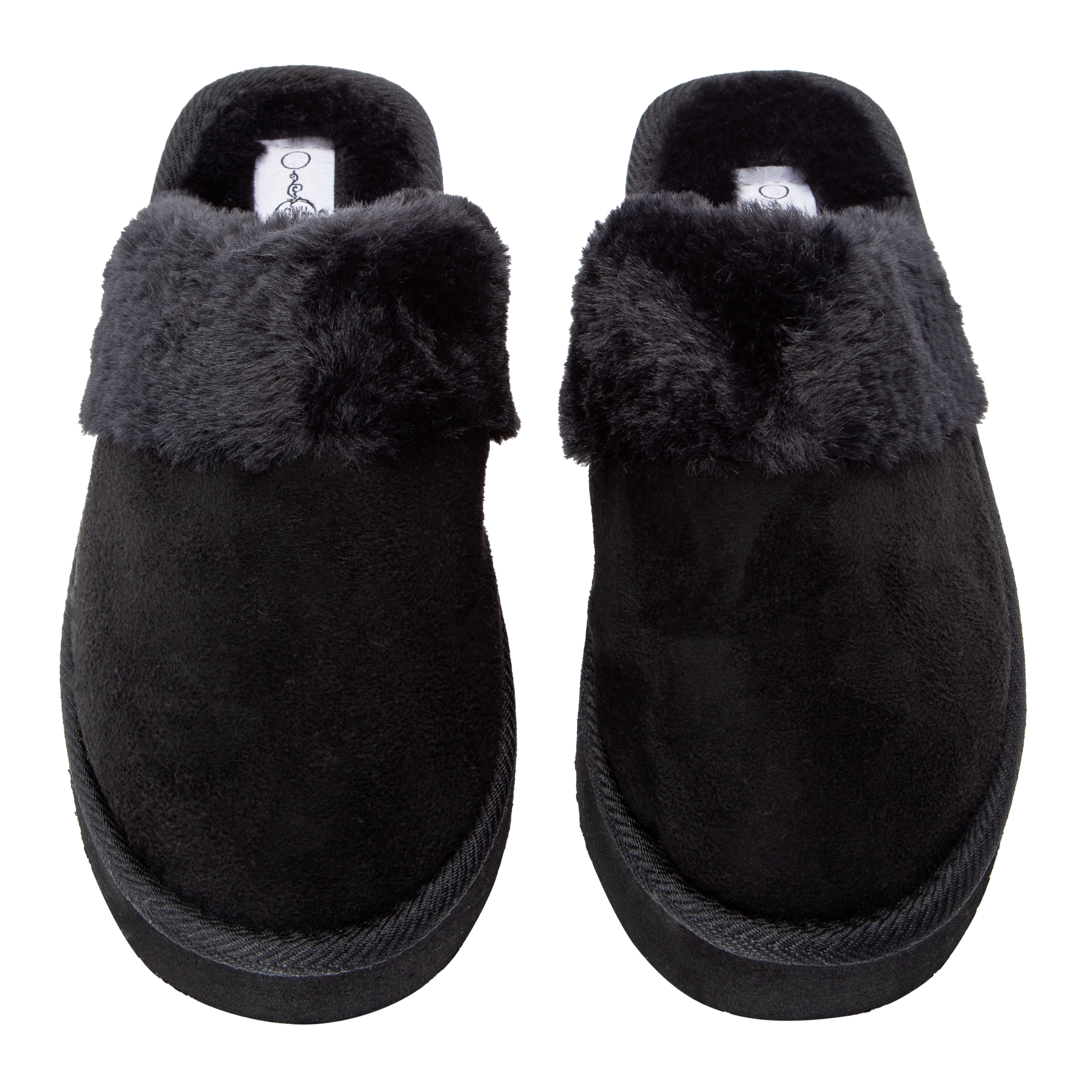 Ladies Fur-Lined Platform Mule Slippers