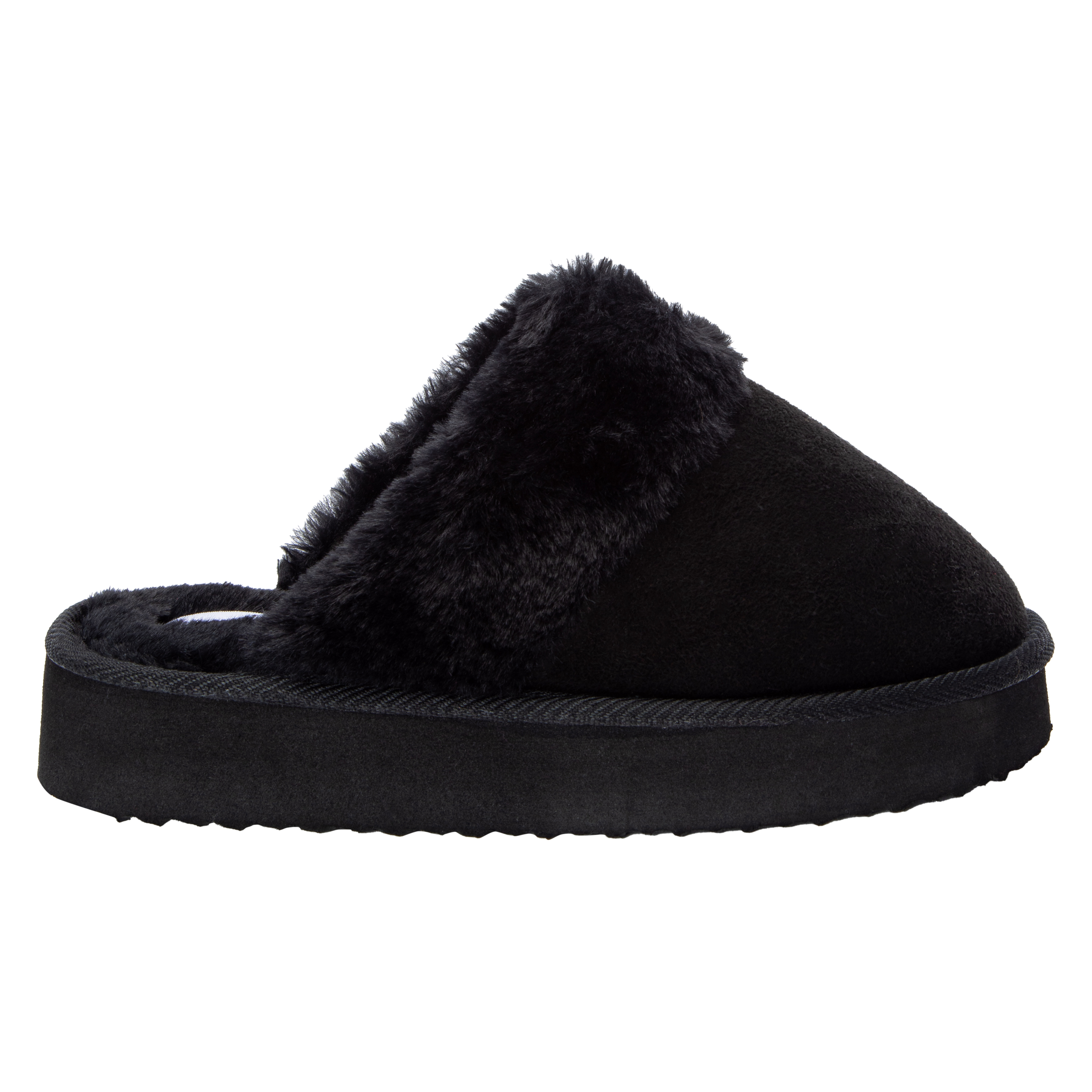 Ladies Fur-Lined Platform Mule Slippers