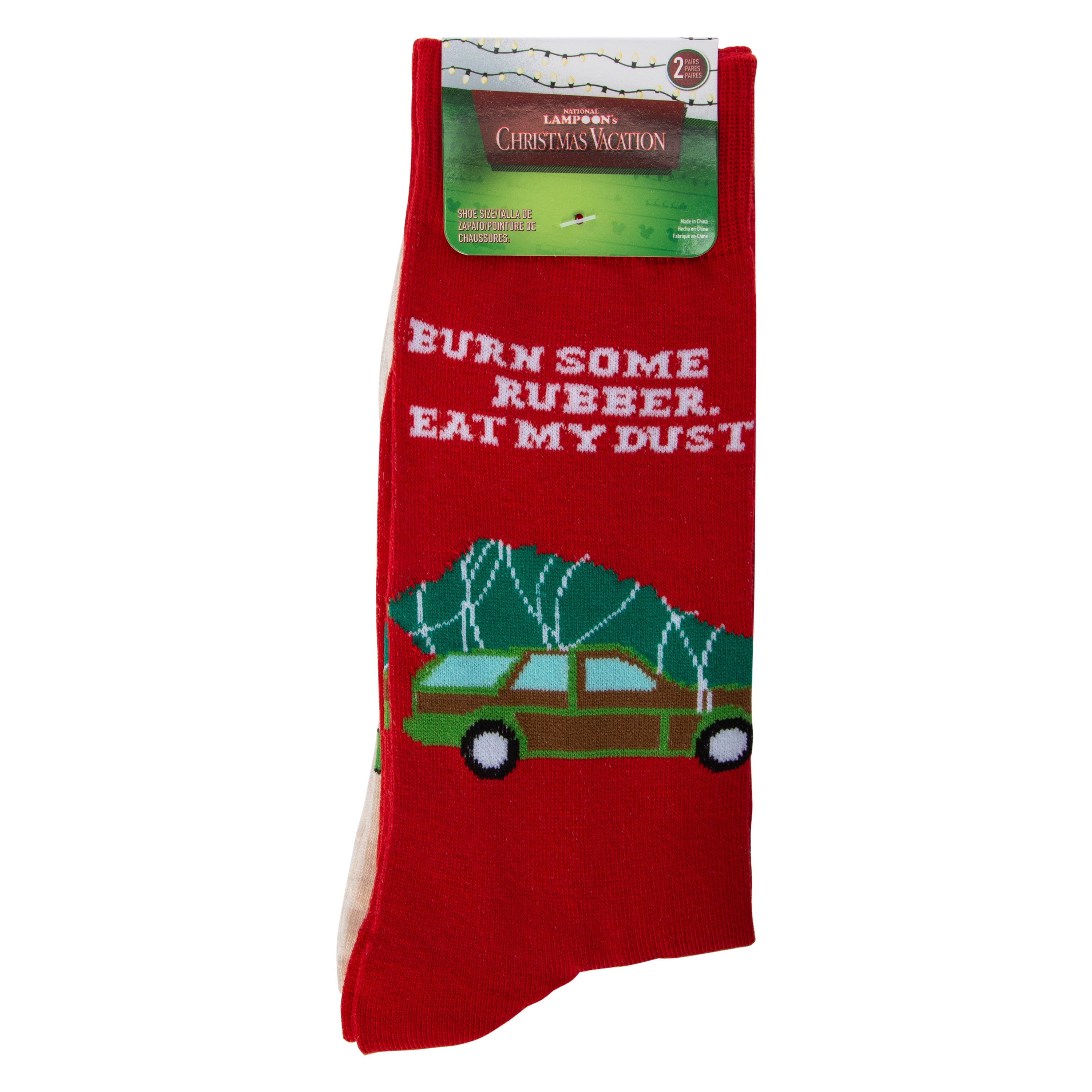 National Lampoon's Christmas Vacation Mens Crew Socks 2-Pack