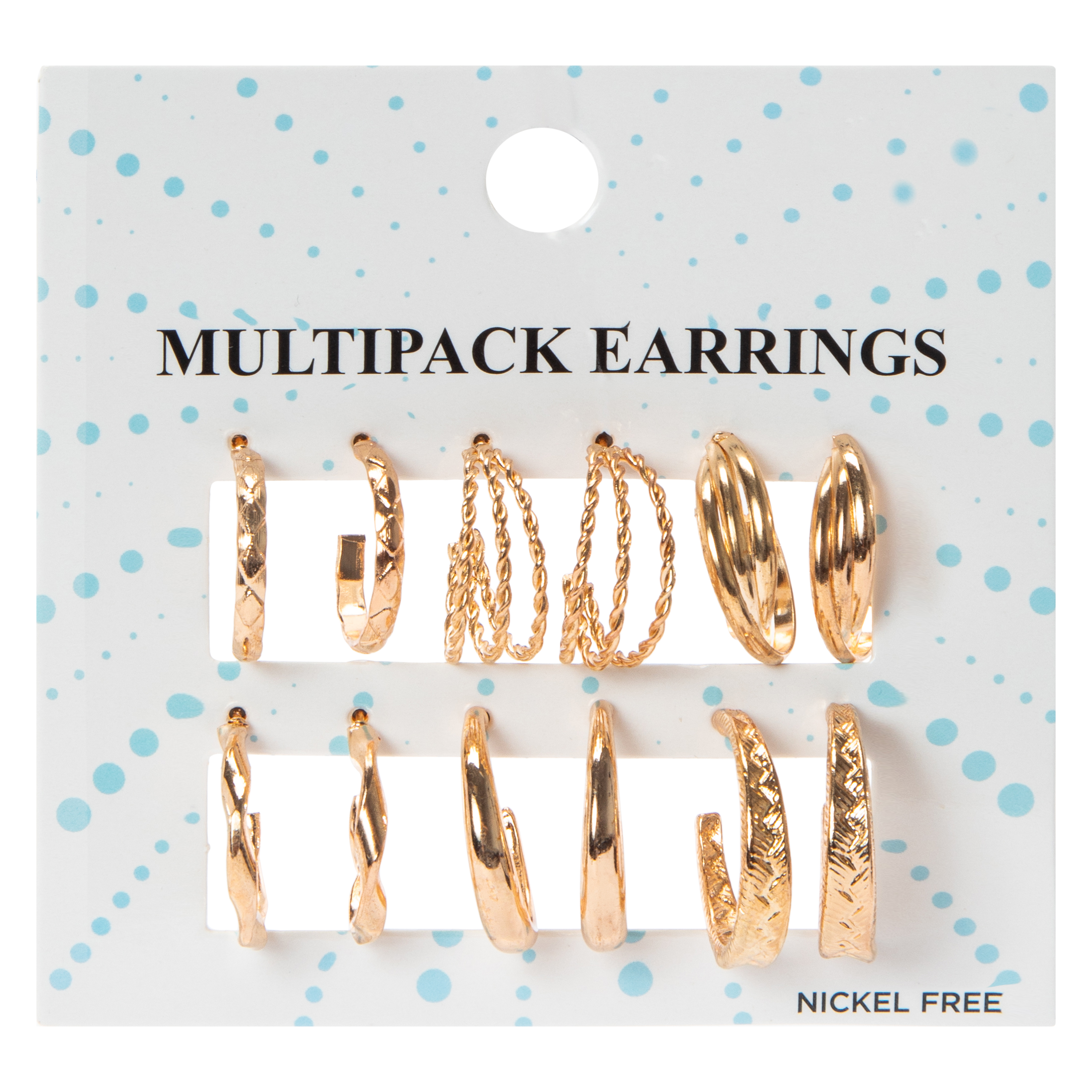 Gold Hoop Earring Multipack Set, 6 Pairs