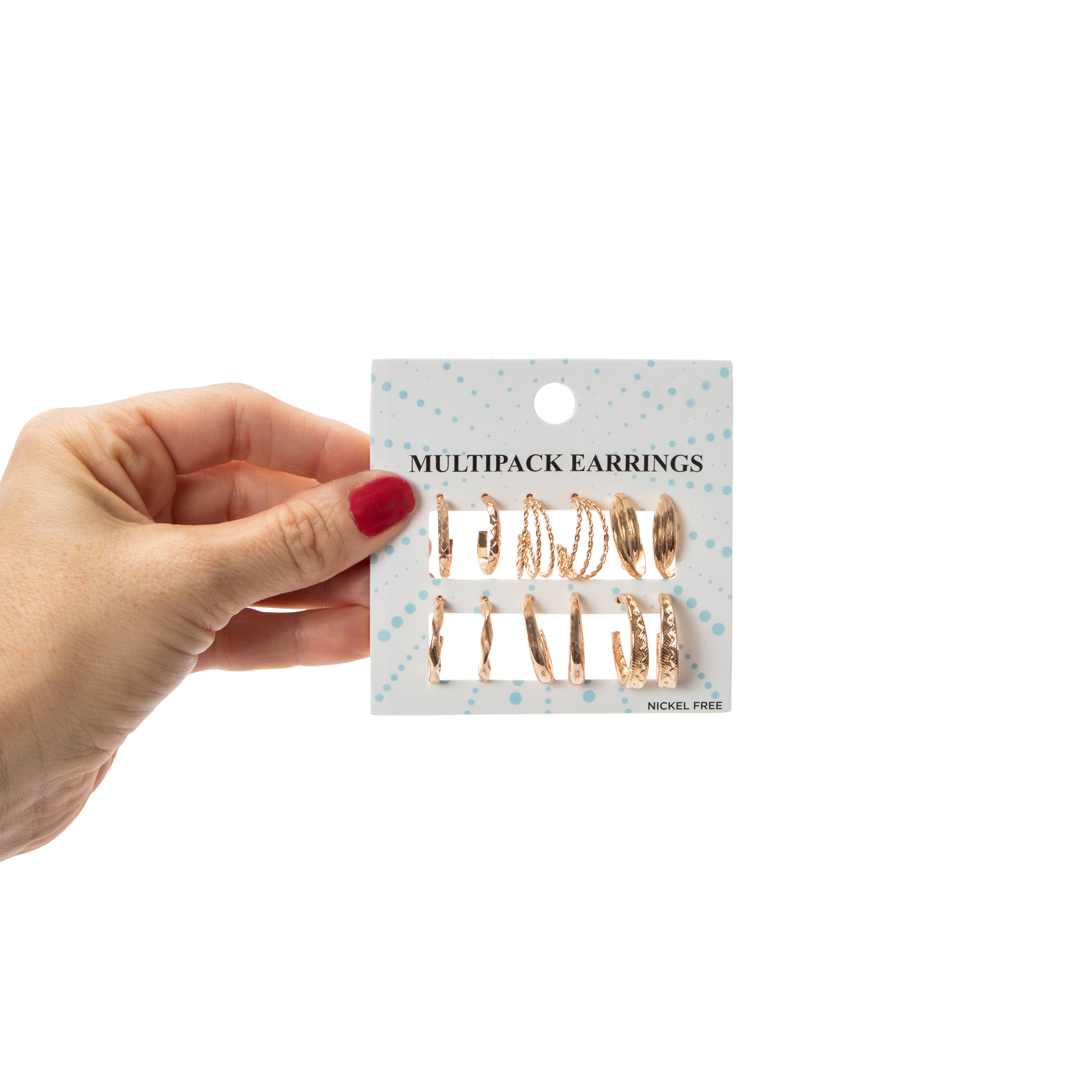 Gold Hoop Earring Multipack Set, 6 Pairs