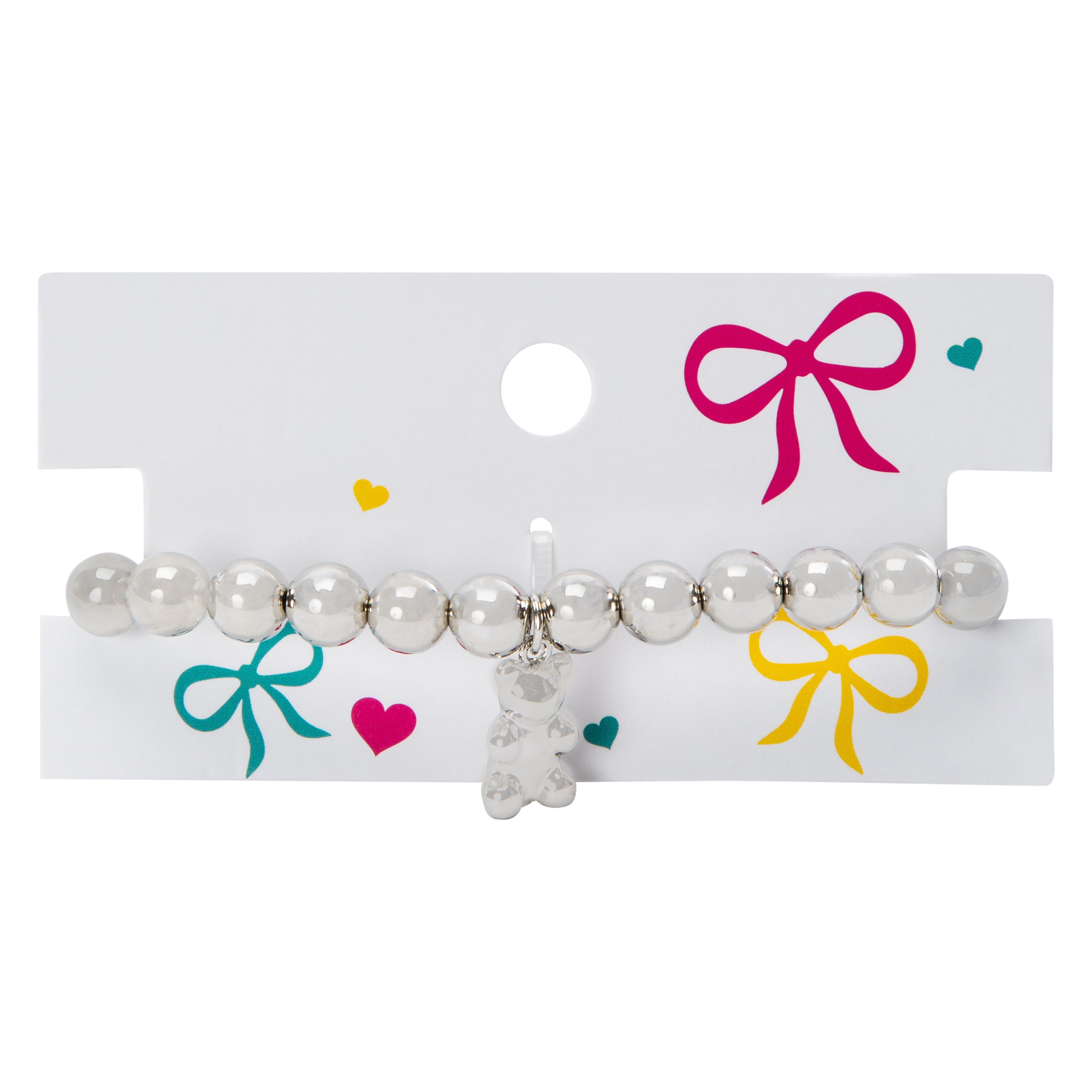 Silver Beaded Bear Bracelet