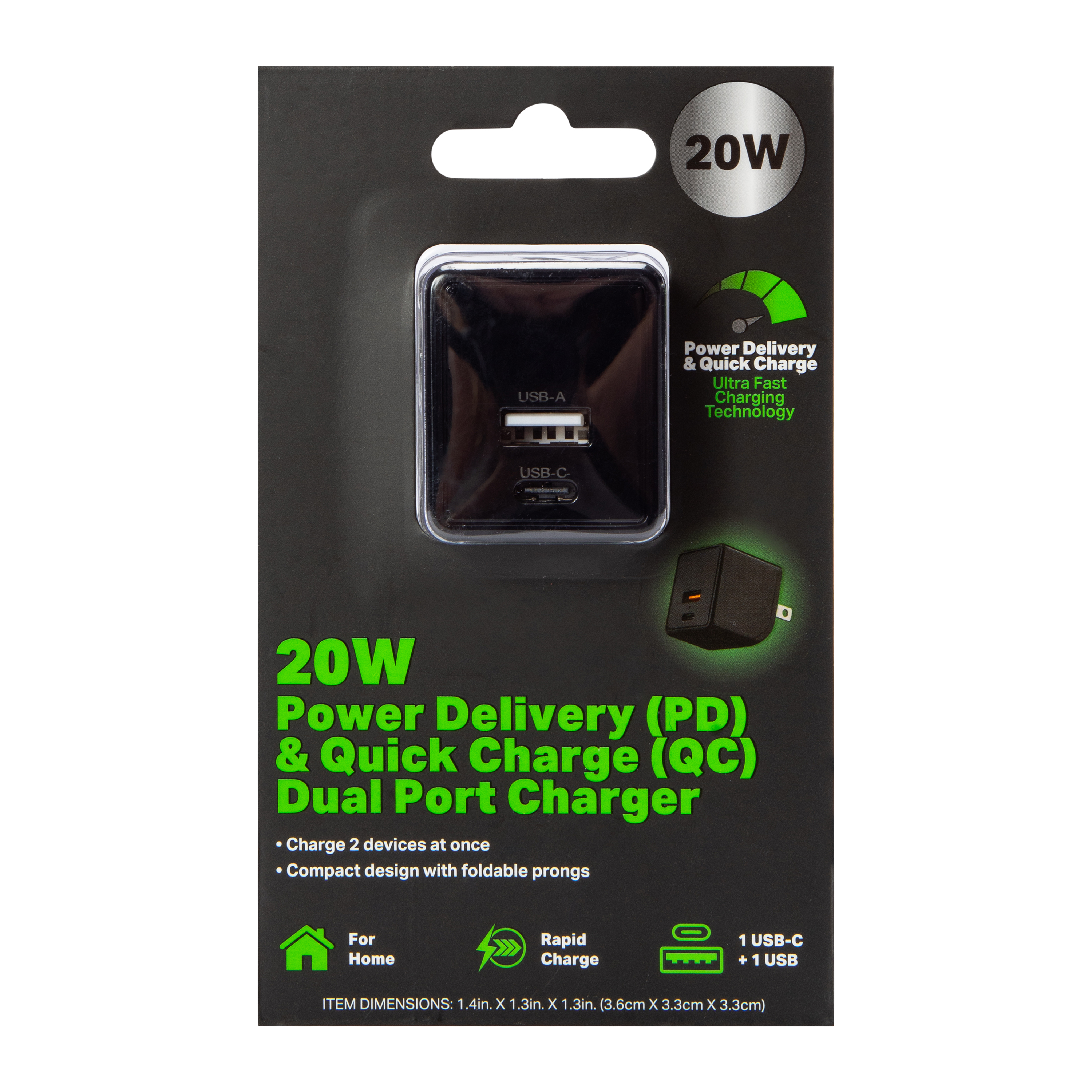 20W Power Delivery & Quick Charge Dual Port Wall Charger