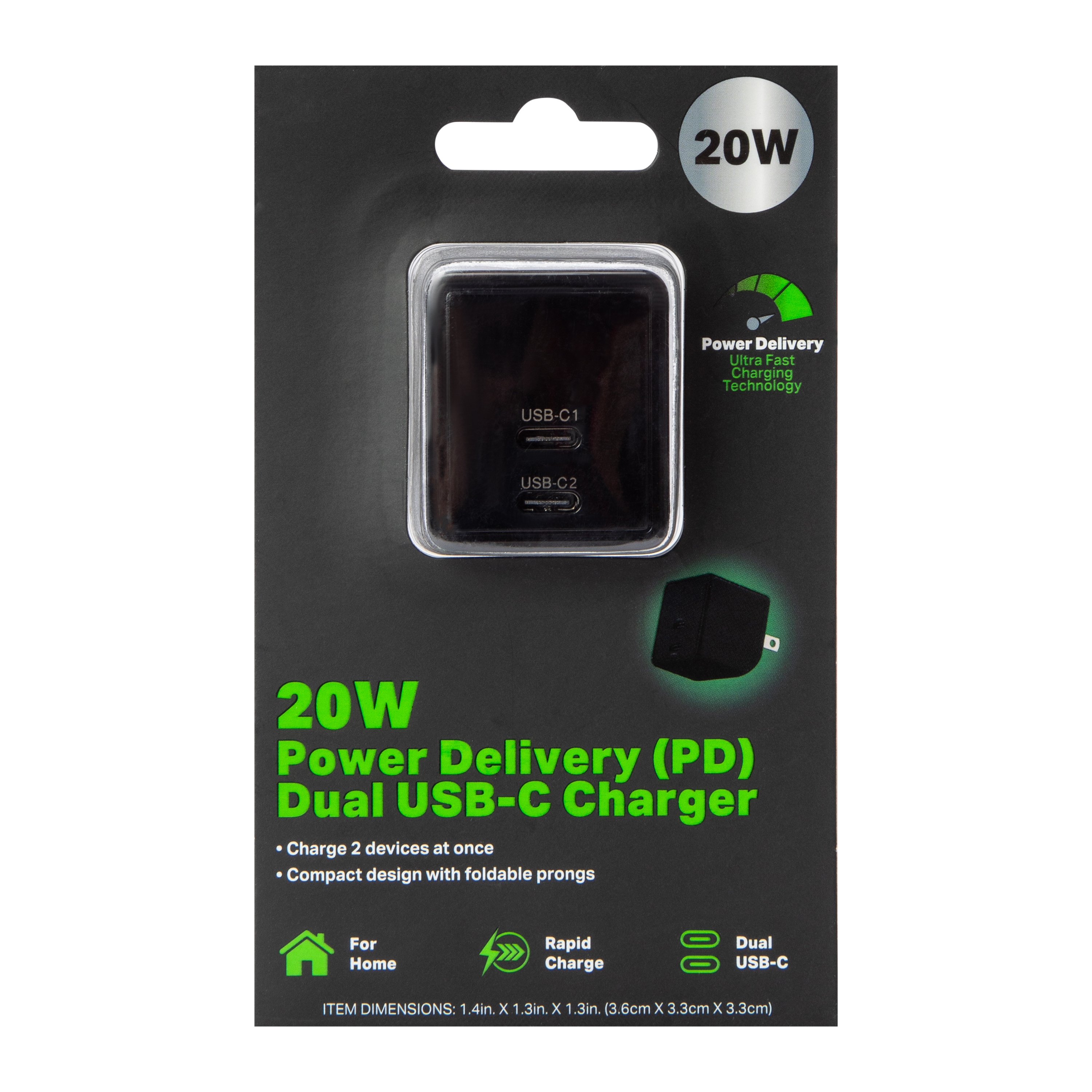 20W Power Delivery Dual USB-C Charger