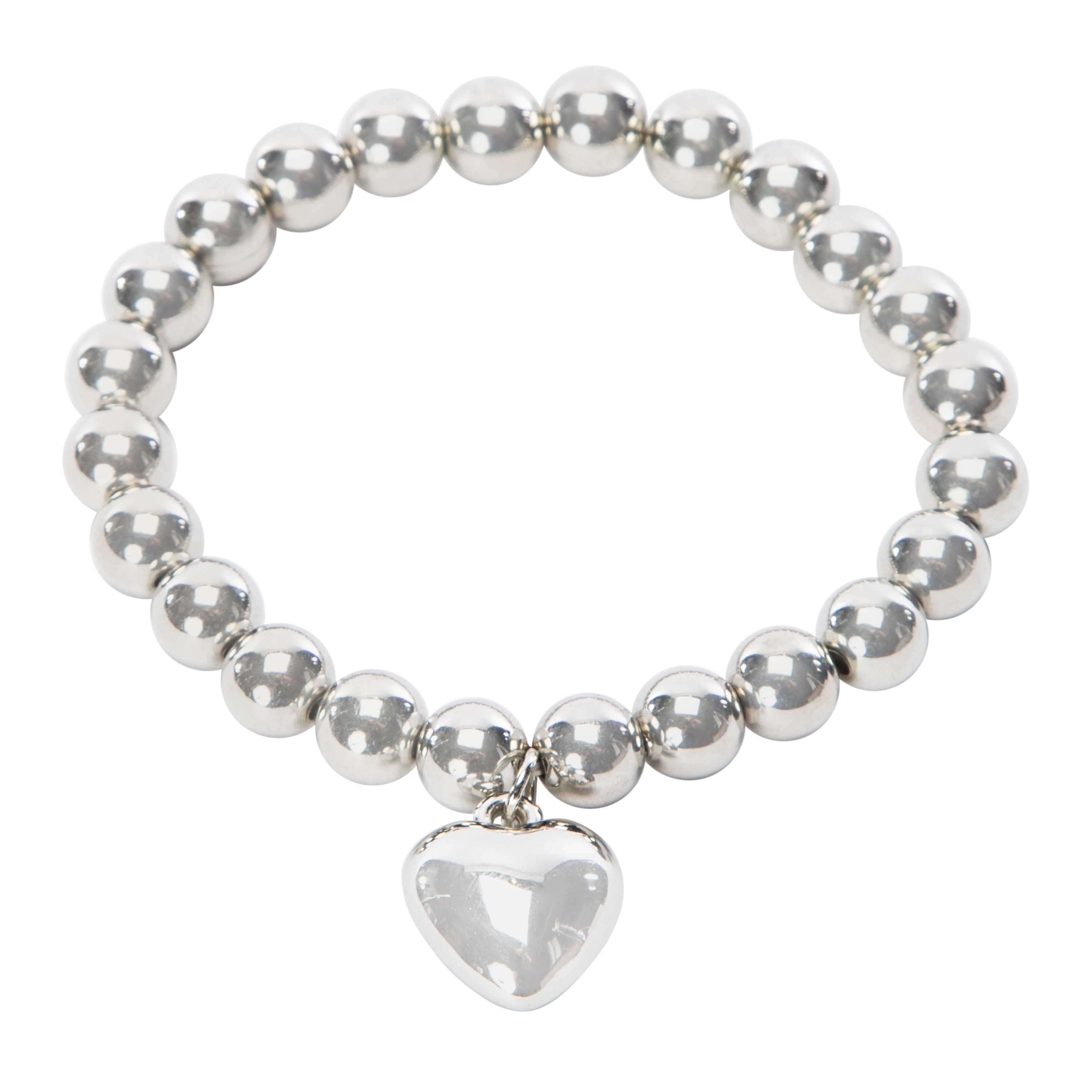 Silver Beaded Heart Bracelet
