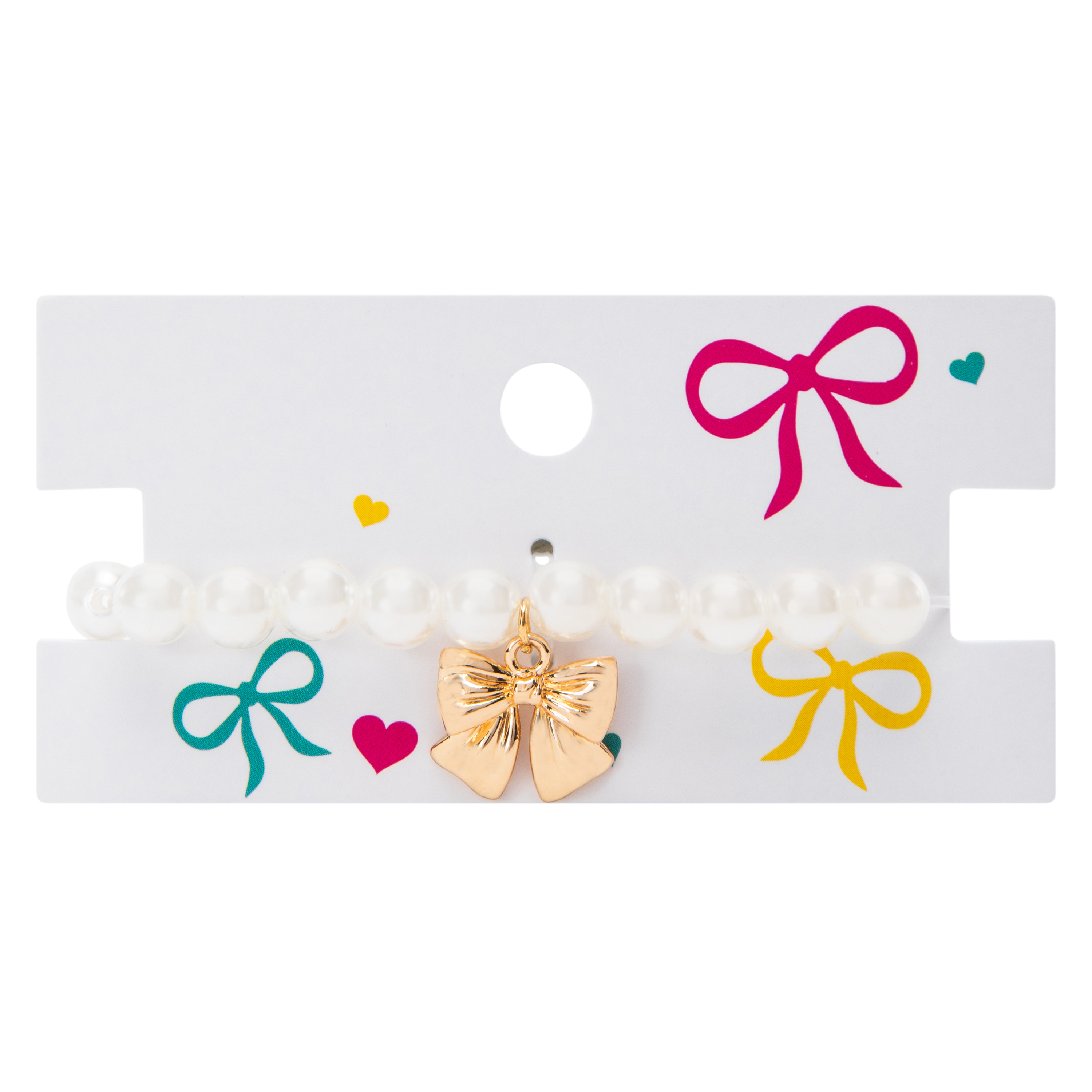 Pearl & Bow Beaded Charm Bracelet