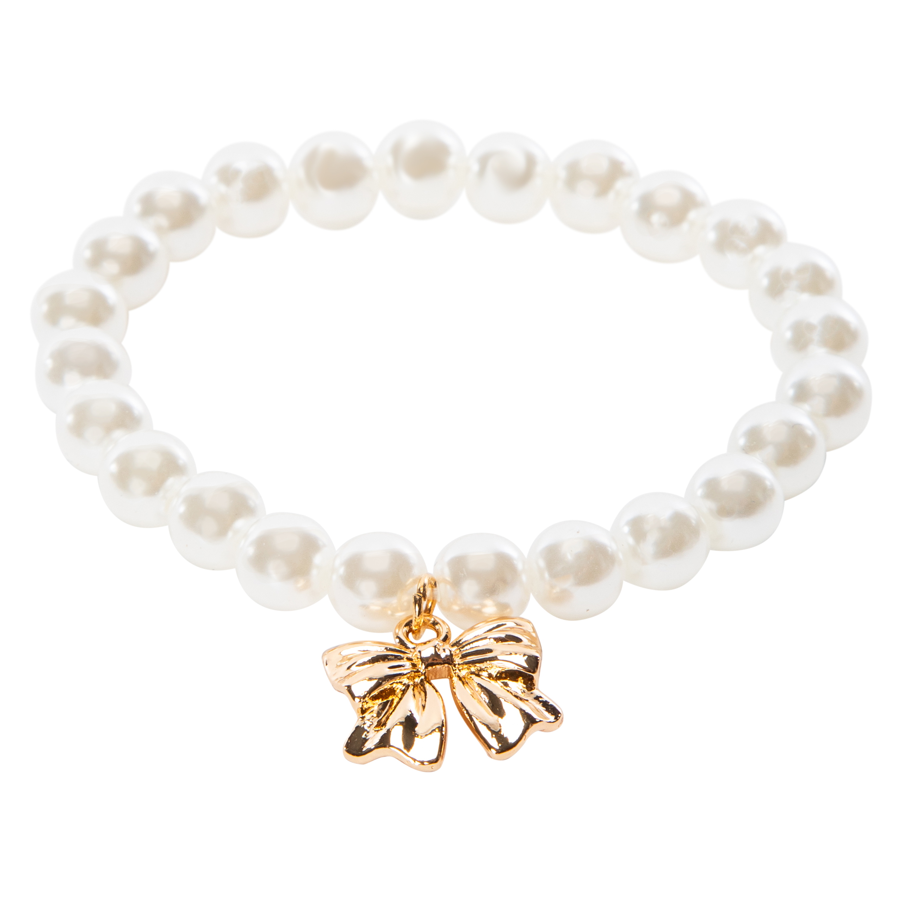 Pearl & Bow Beaded Charm Bracelet