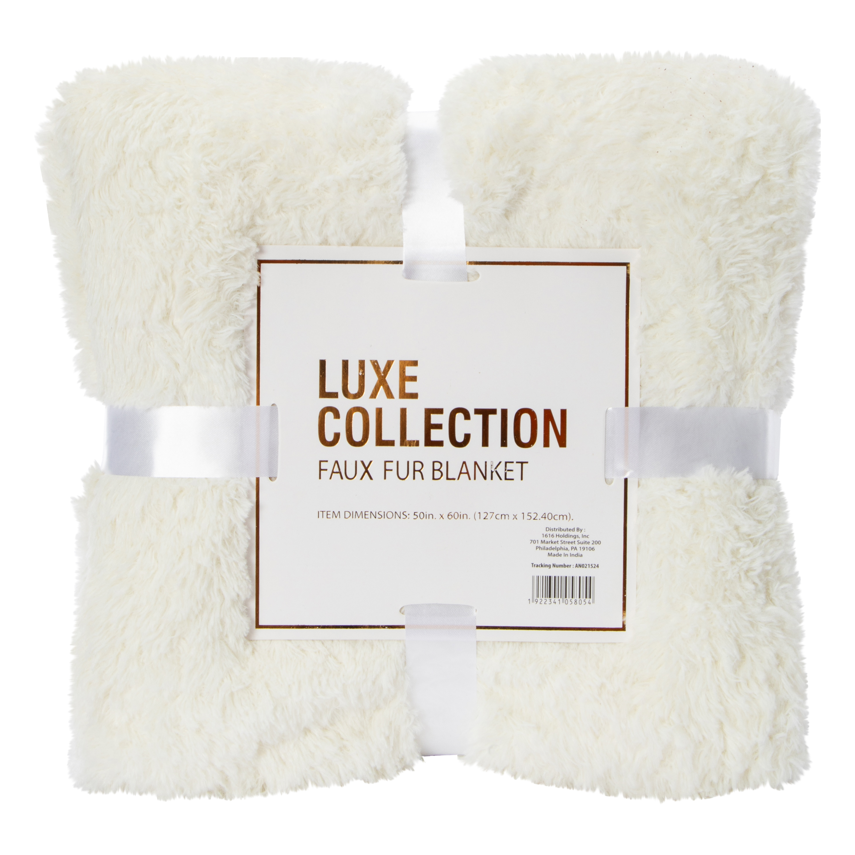 Luxe Collection Faux Fur Throw Blanket 50in x 60in