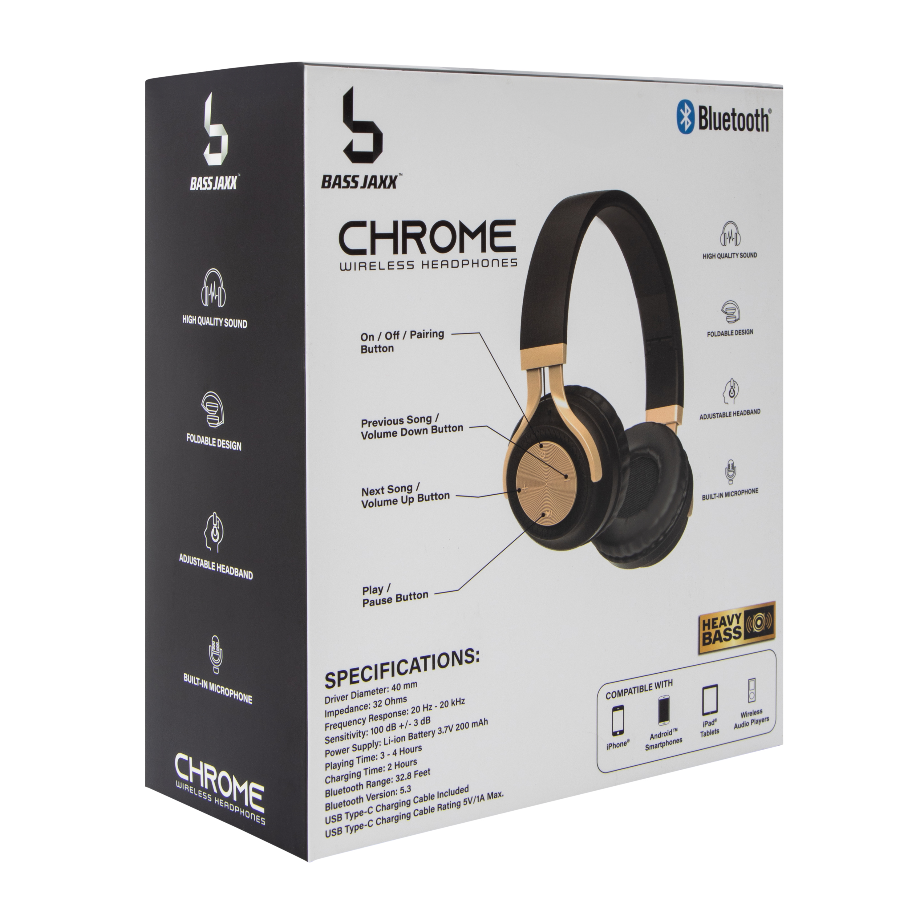 Bass Jaxx™ Chrome Wireless Headphones | Five Below