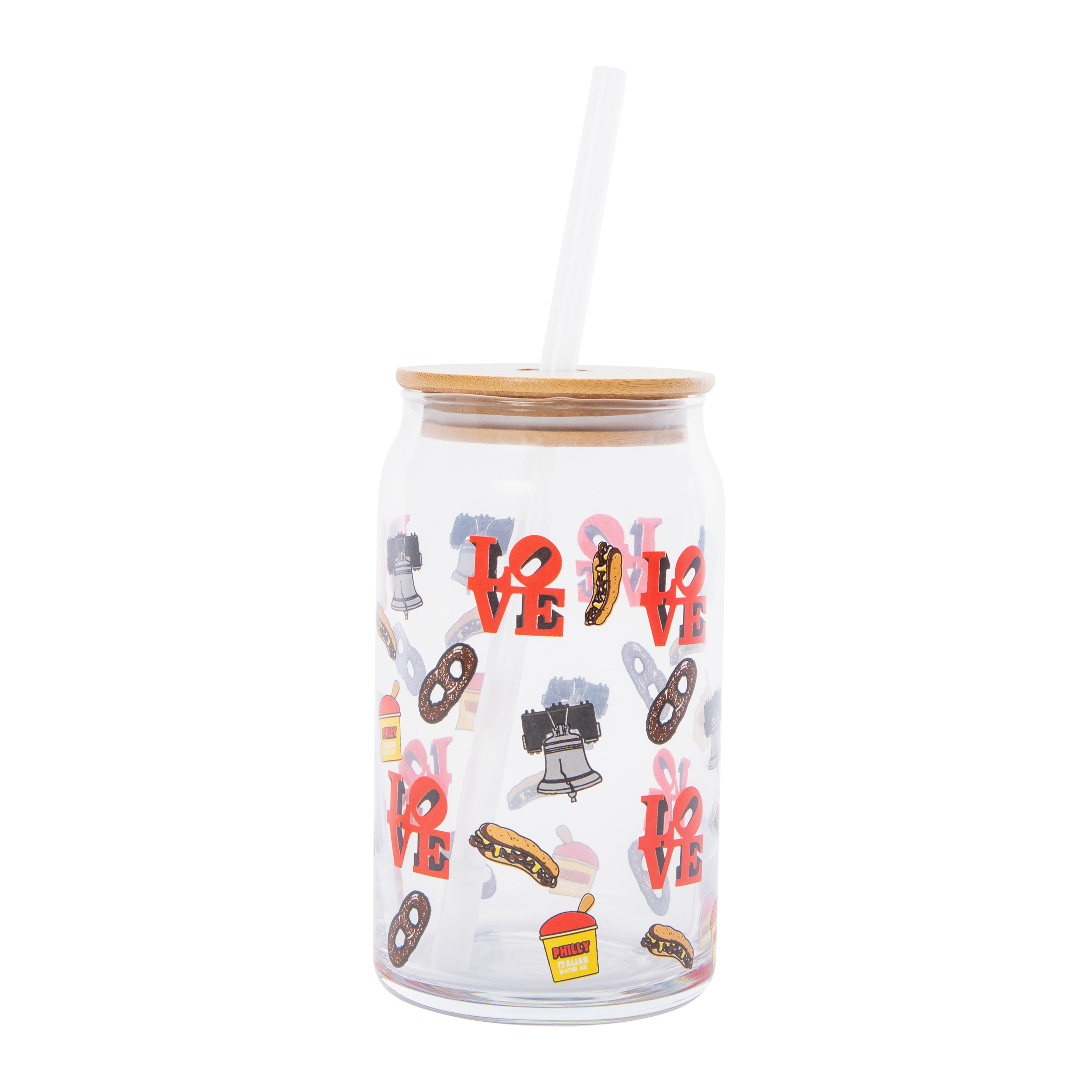 Philly Glass Tumbler With Bamboo Lid & Straw