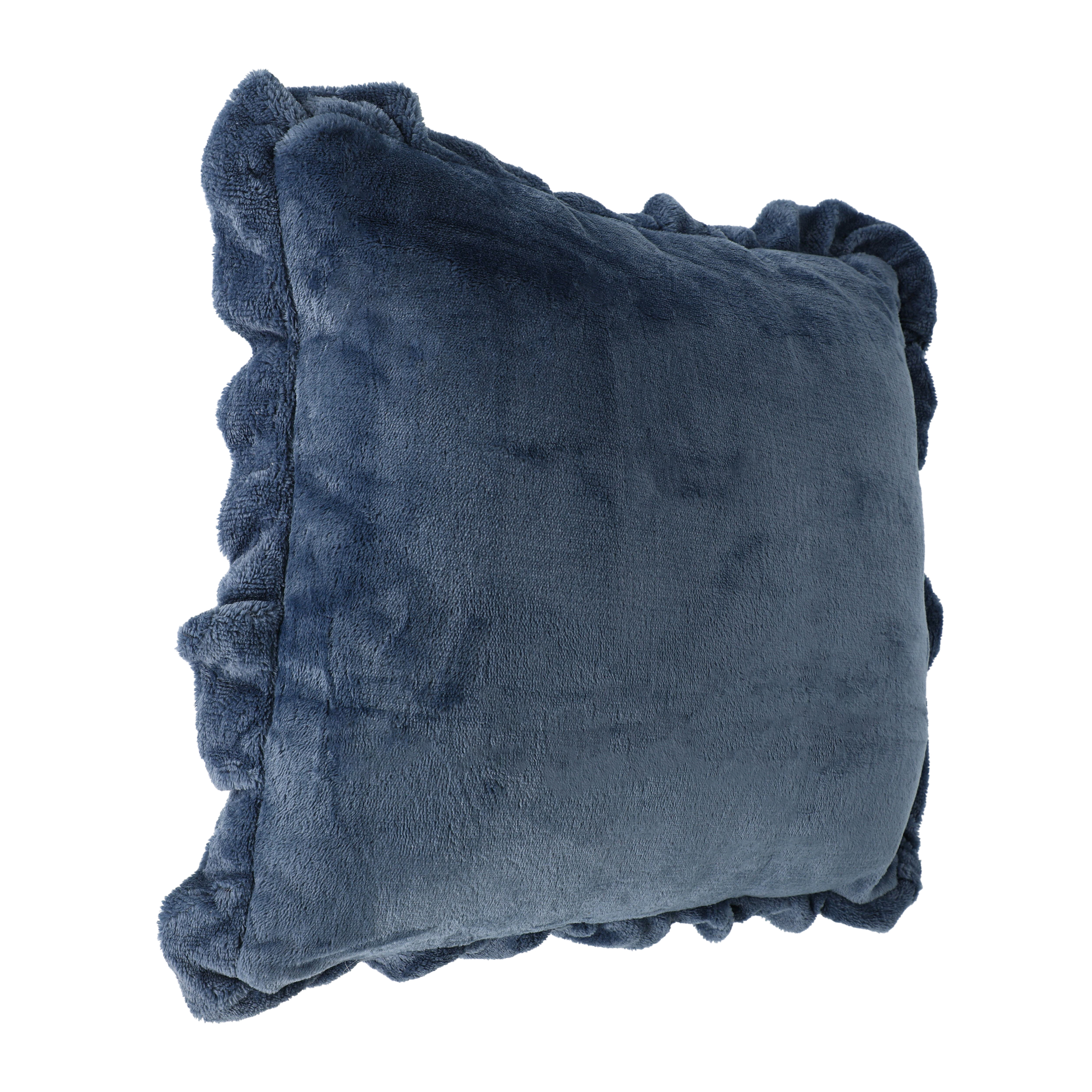 Navy Ruffle Throw Pillow 16in x 16in