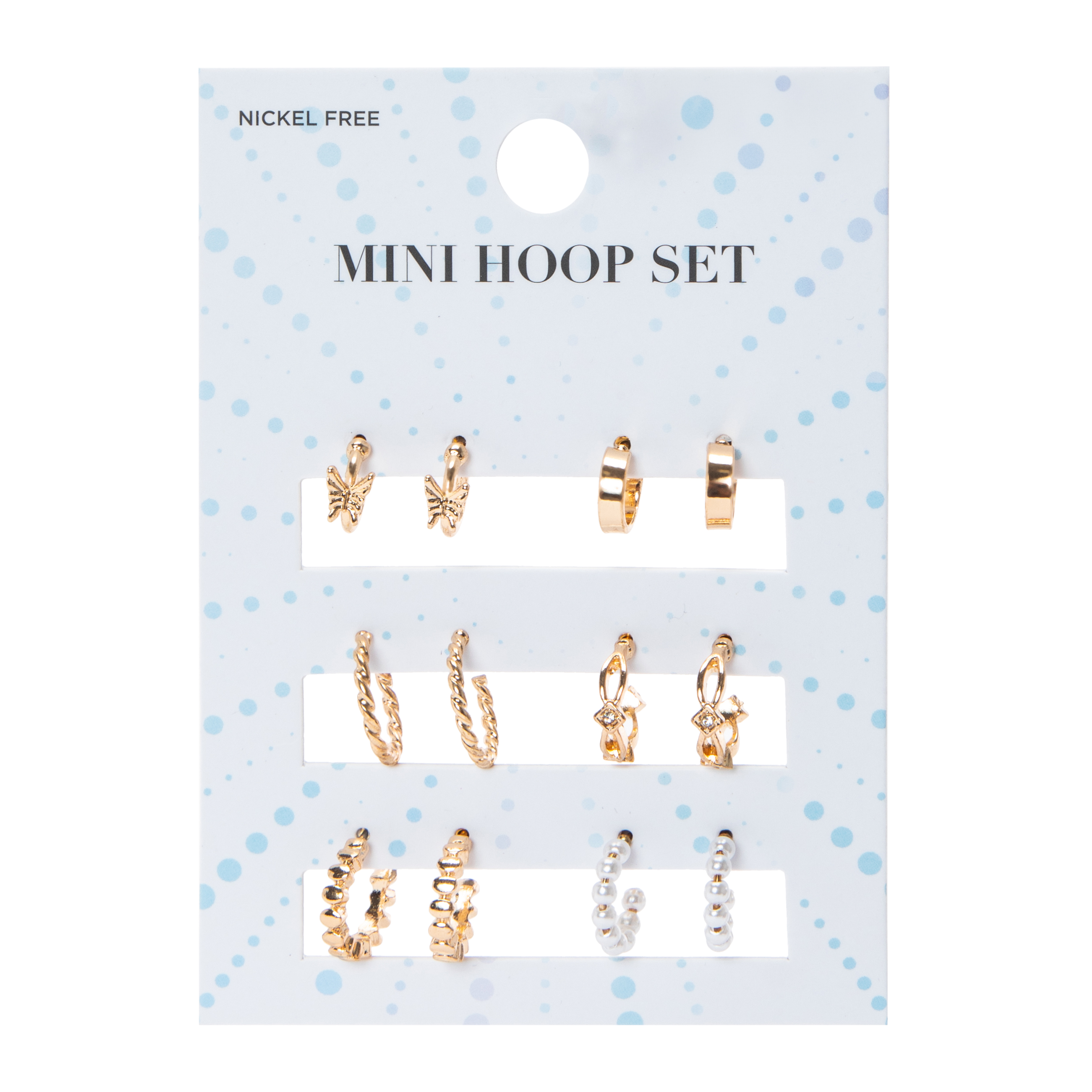 Mini Hoop Earrings Set, 6 Pairs