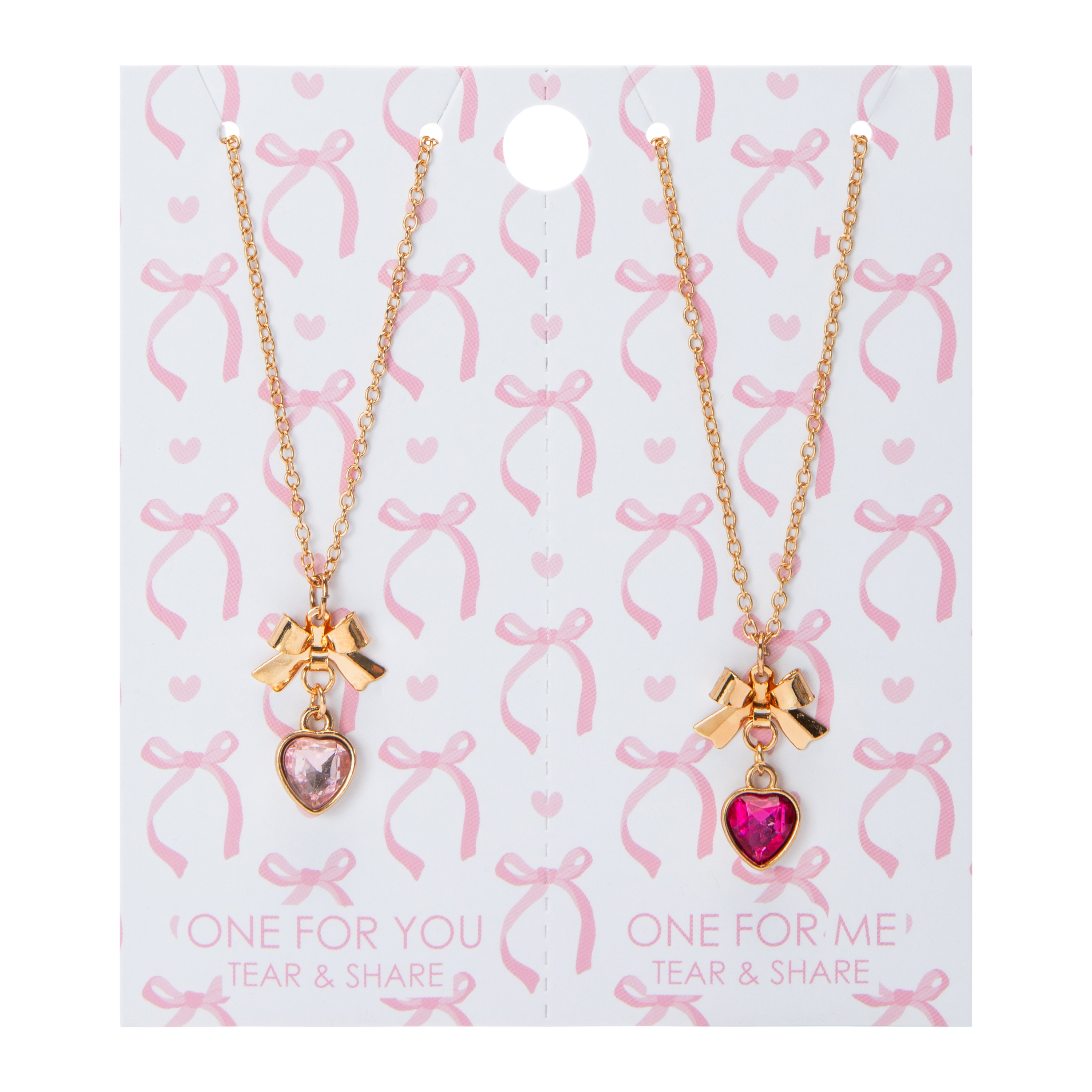 Heart & Bow Matching Friendship Necklaces 2-Pack