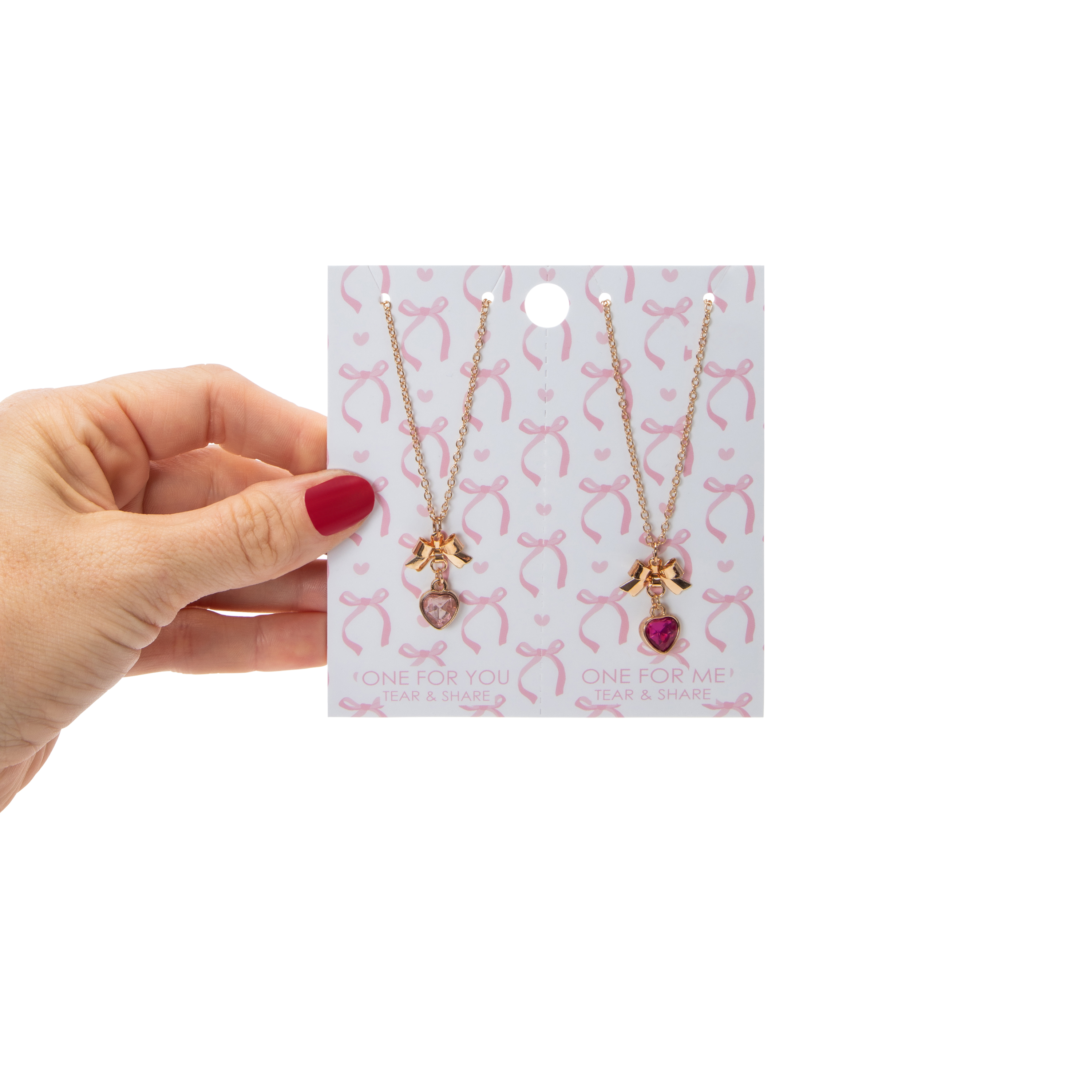 Heart & Bow Matching Friendship Necklaces 2-Pack