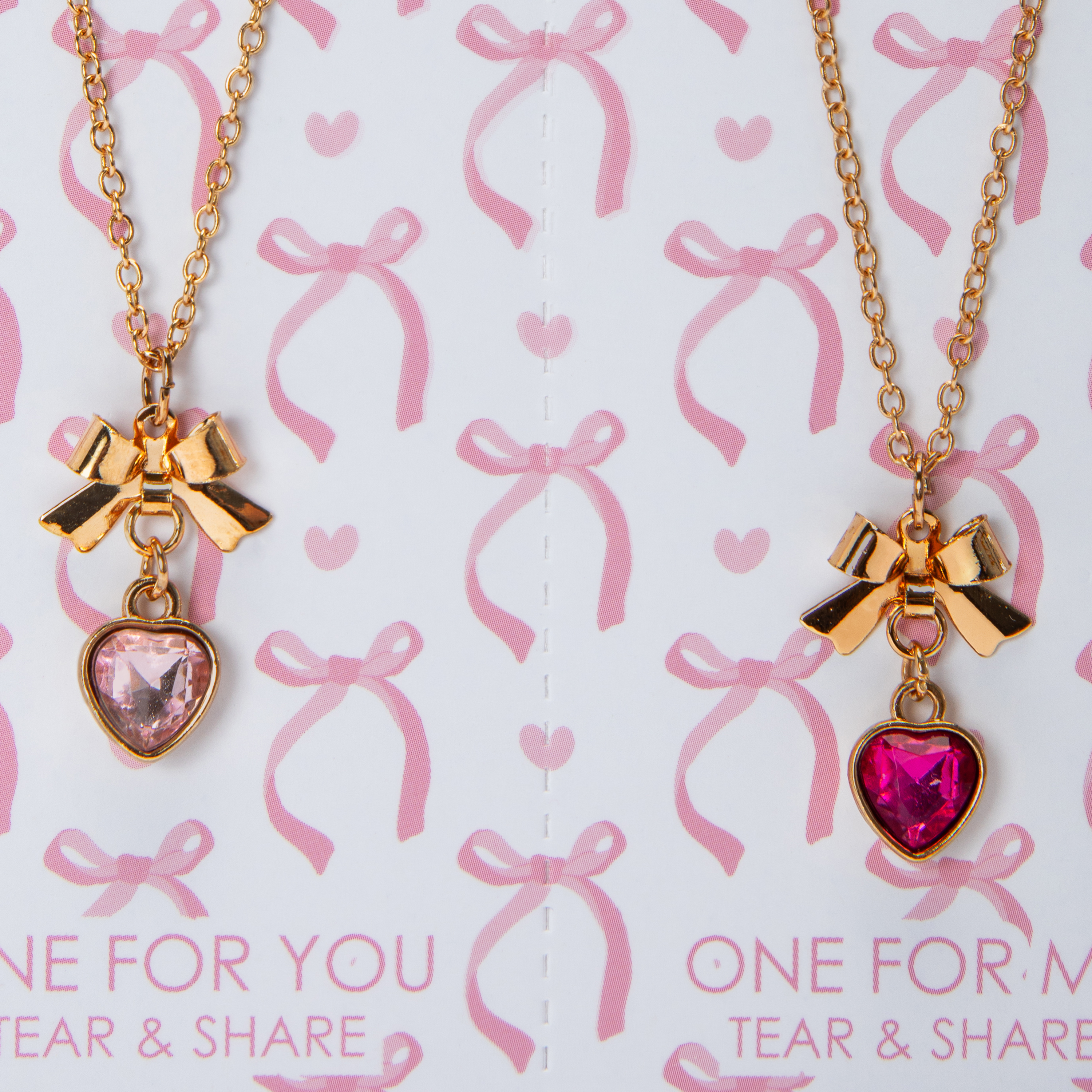 Heart & Bow Matching Friendship Necklaces 2-Pack