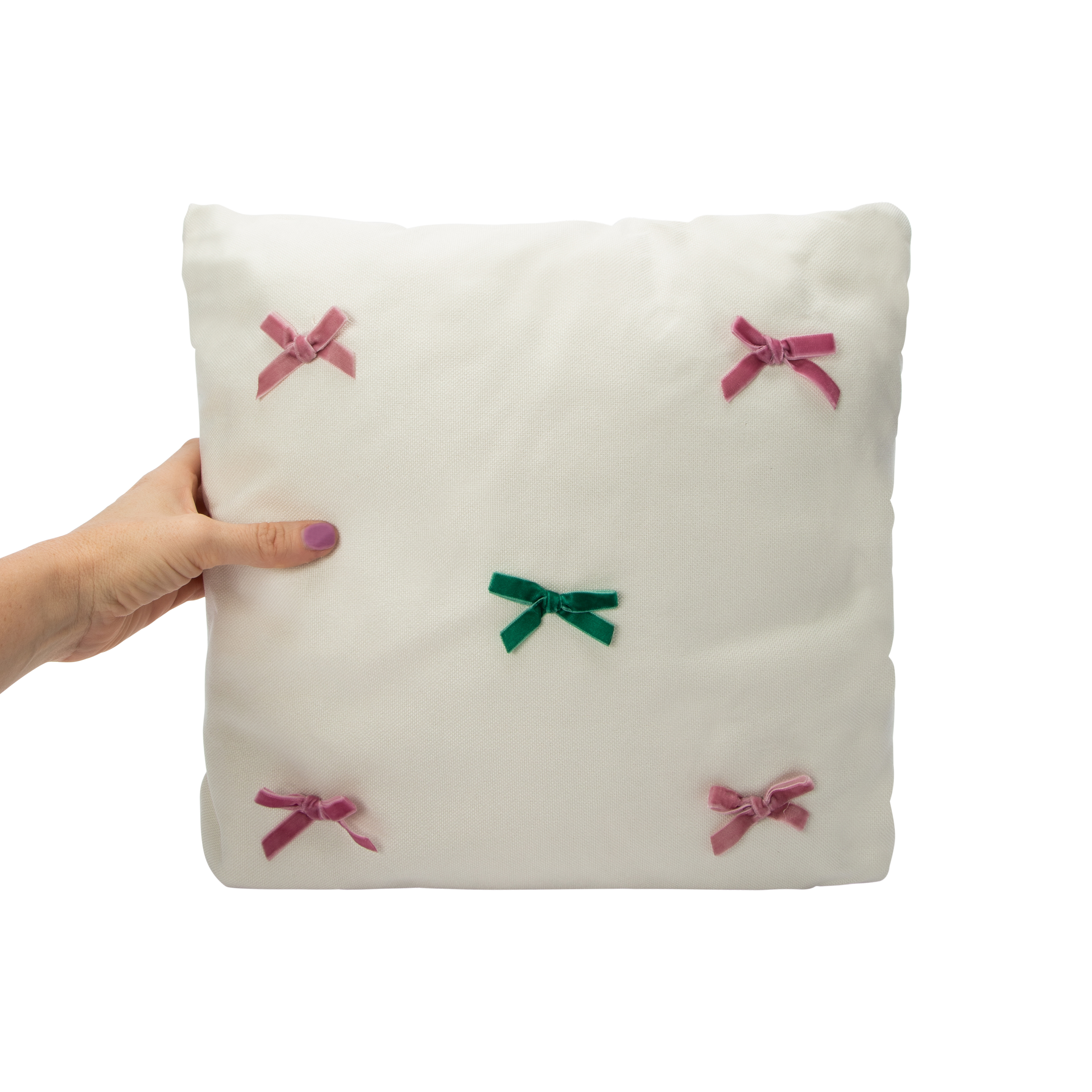 Velvet Bow Throw Pillow 16in x 16in