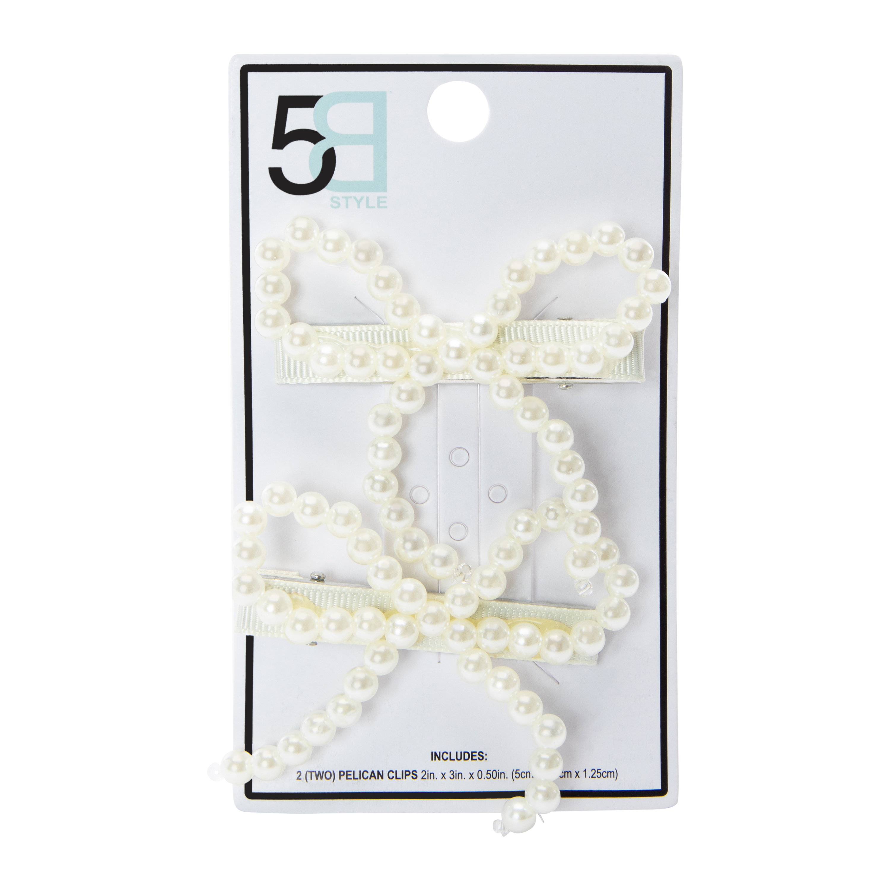 Pearl Bow Hair Clips 2-Count