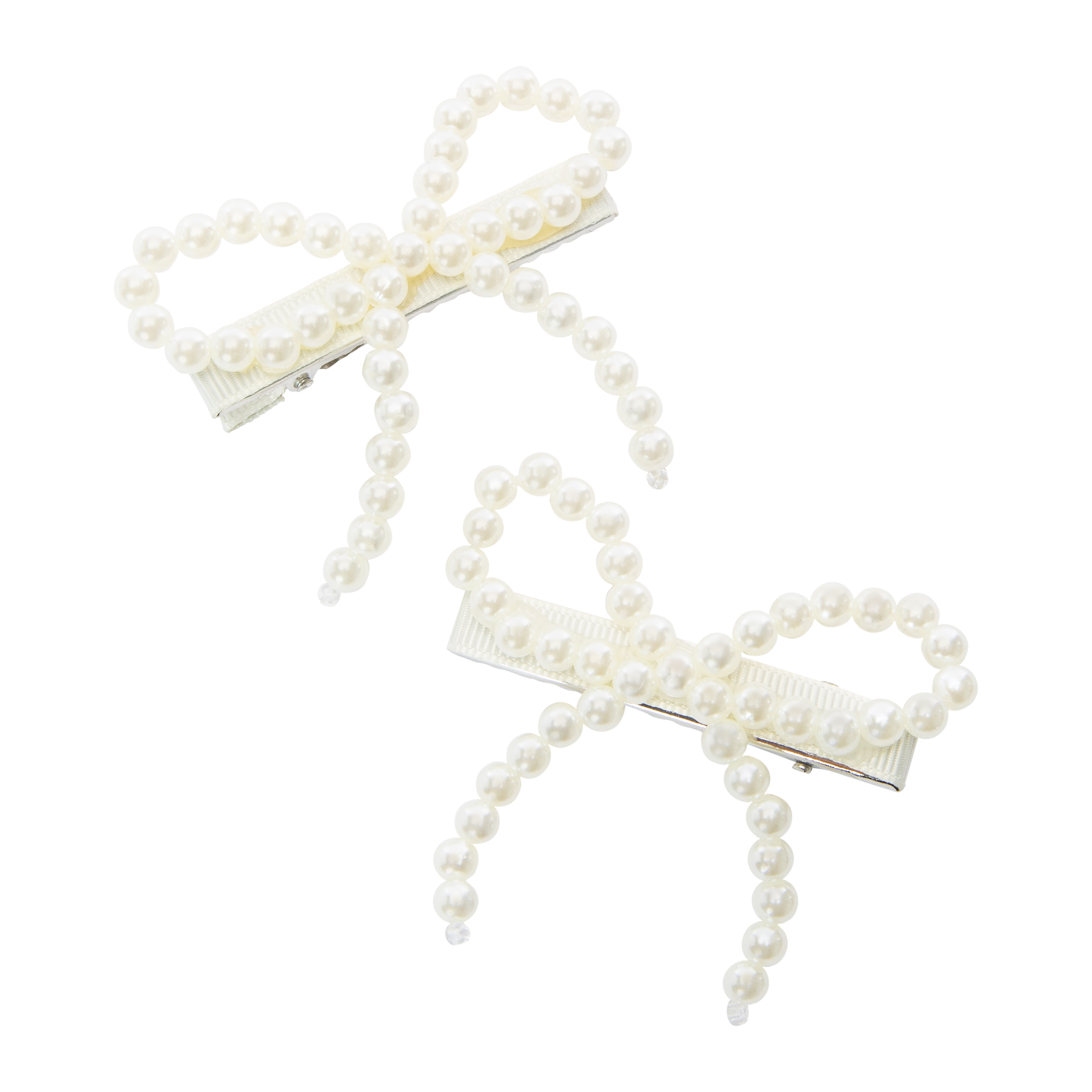 Pearl Bow Hair Clips 2-Count
