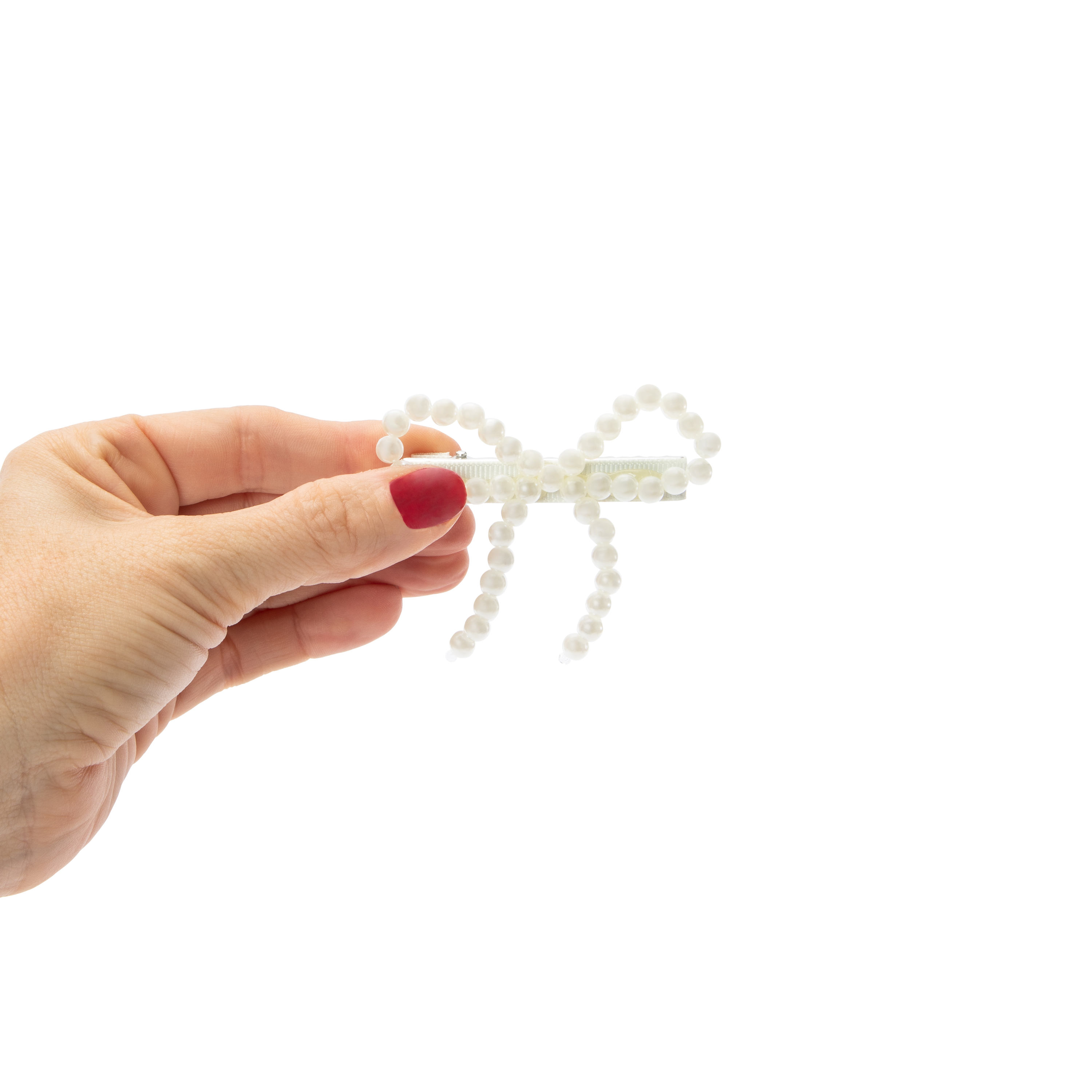Pearl Bow Hair Clips 2-Count