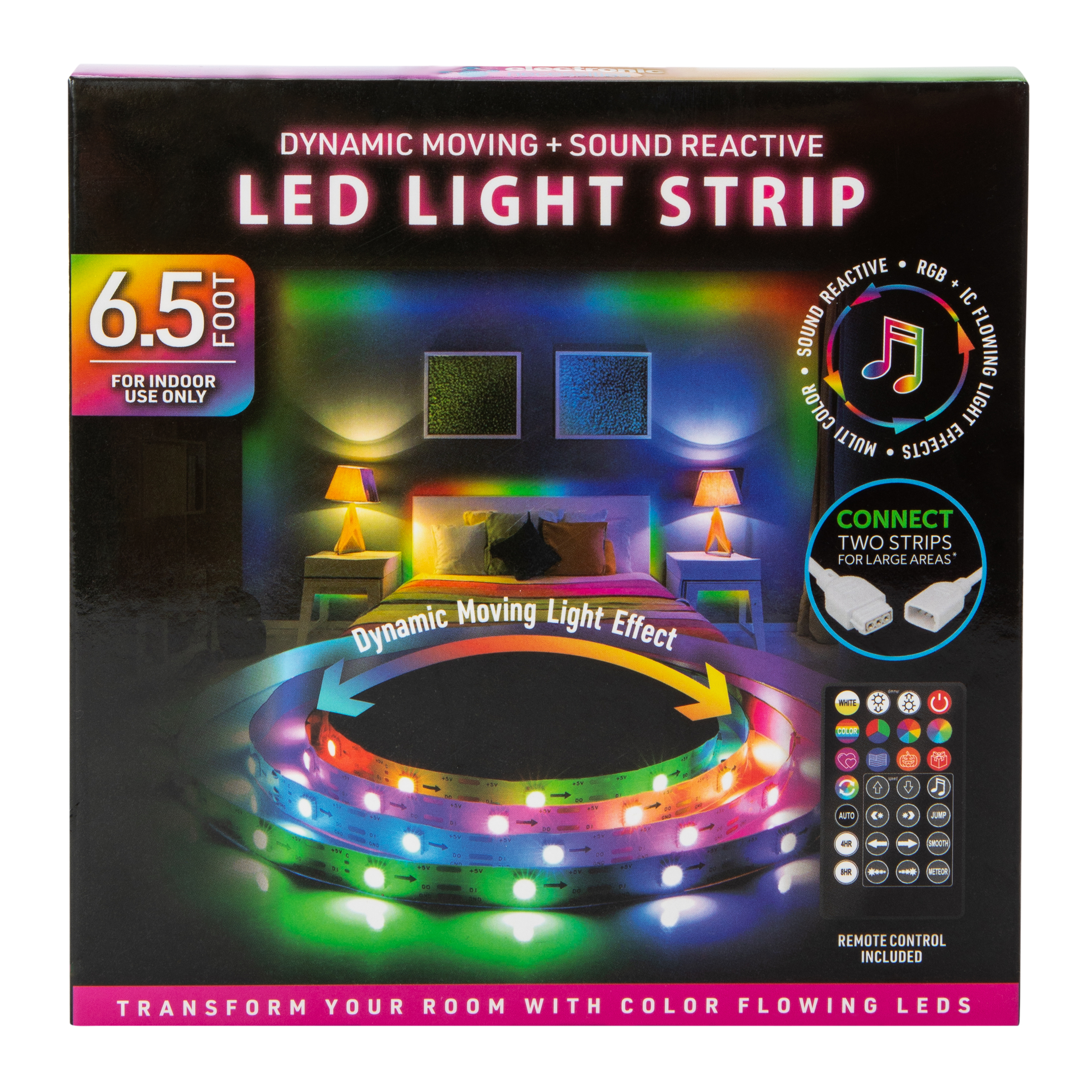 Dynamic Moving & Sound Reactive LED Light Strip 6.5ft
