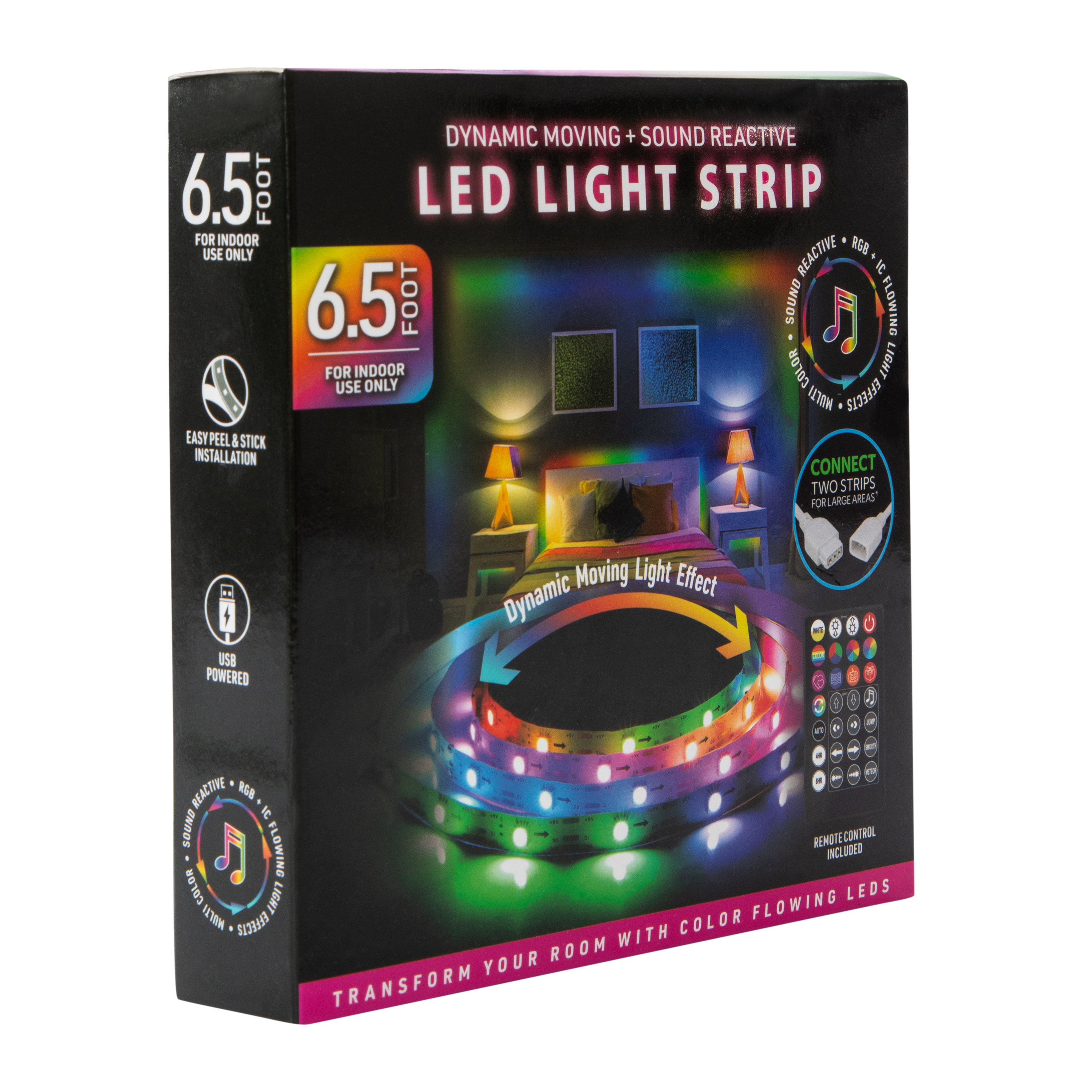 Dynamic Moving & Sound Reactive LED Light Strip 6.5ft
