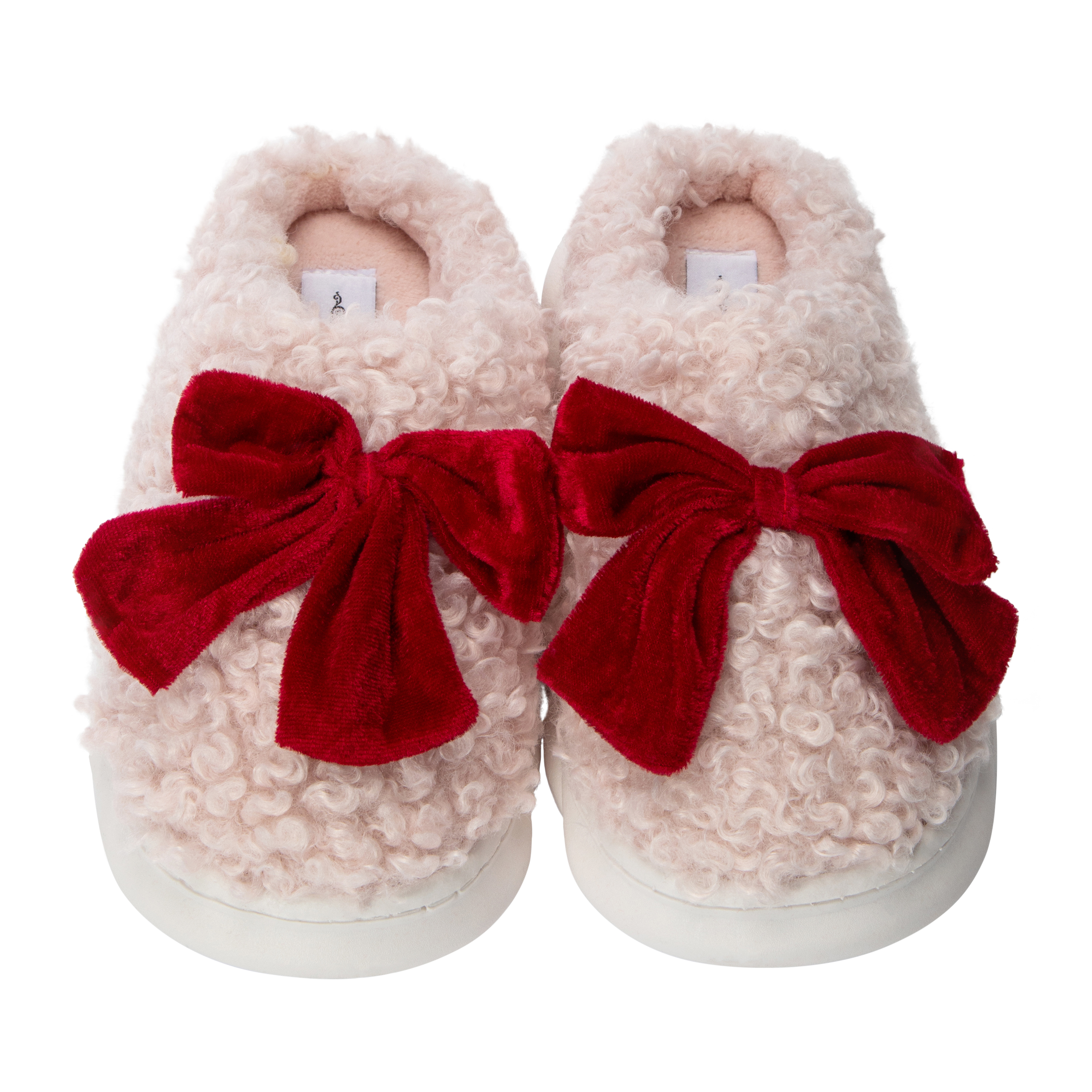 Ladies Fluffy Bow Slippers